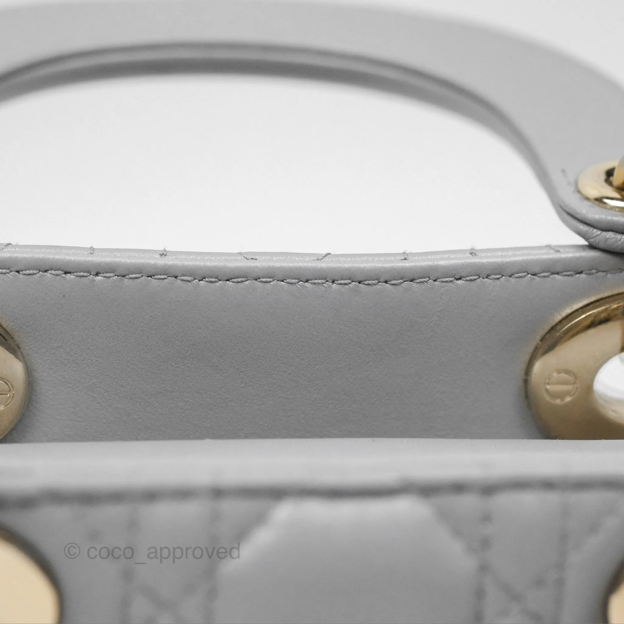 Christian Dior Cannage Mini Lady Dior Grey Gold Hardware