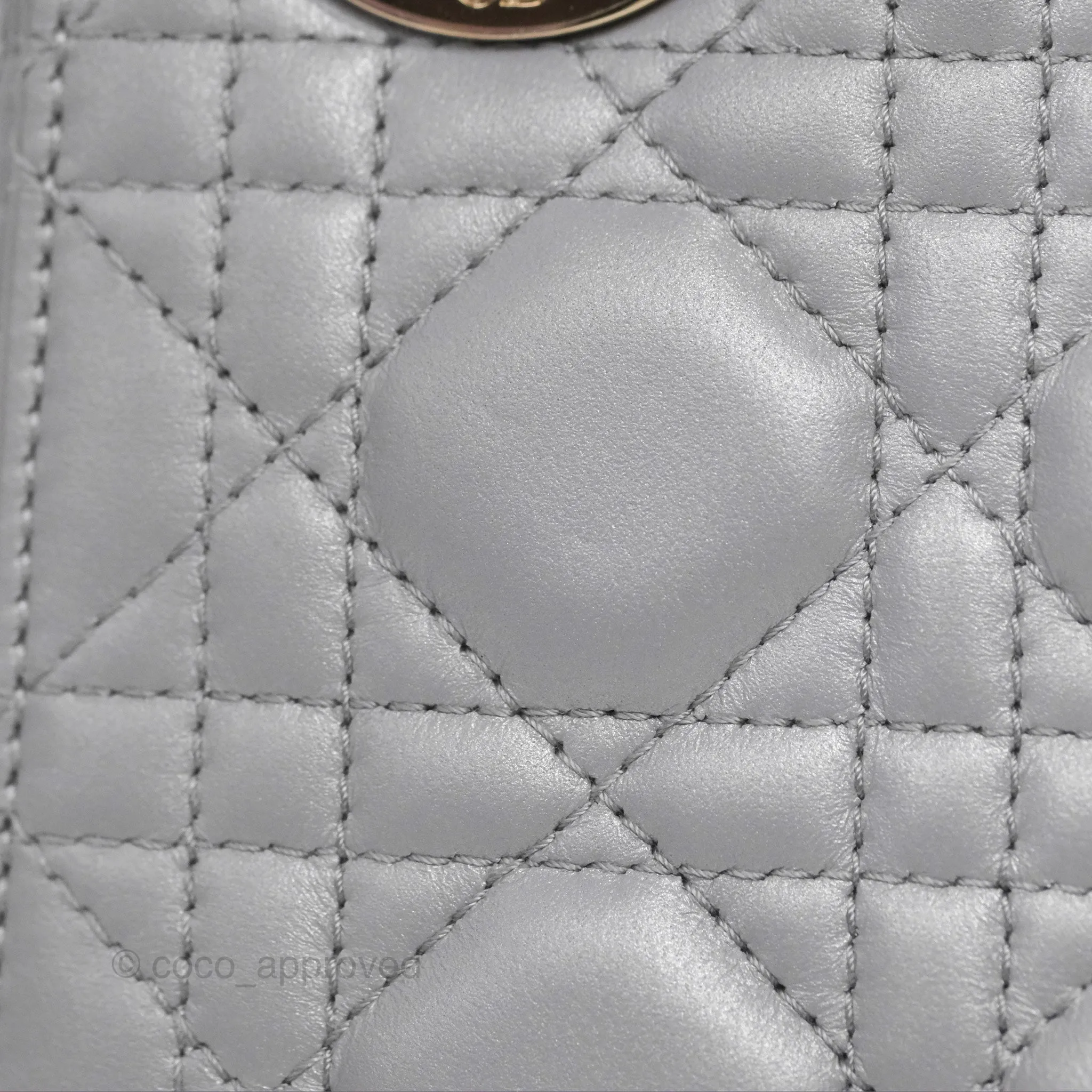 Christian Dior Cannage Mini Lady Dior Grey Gold Hardware