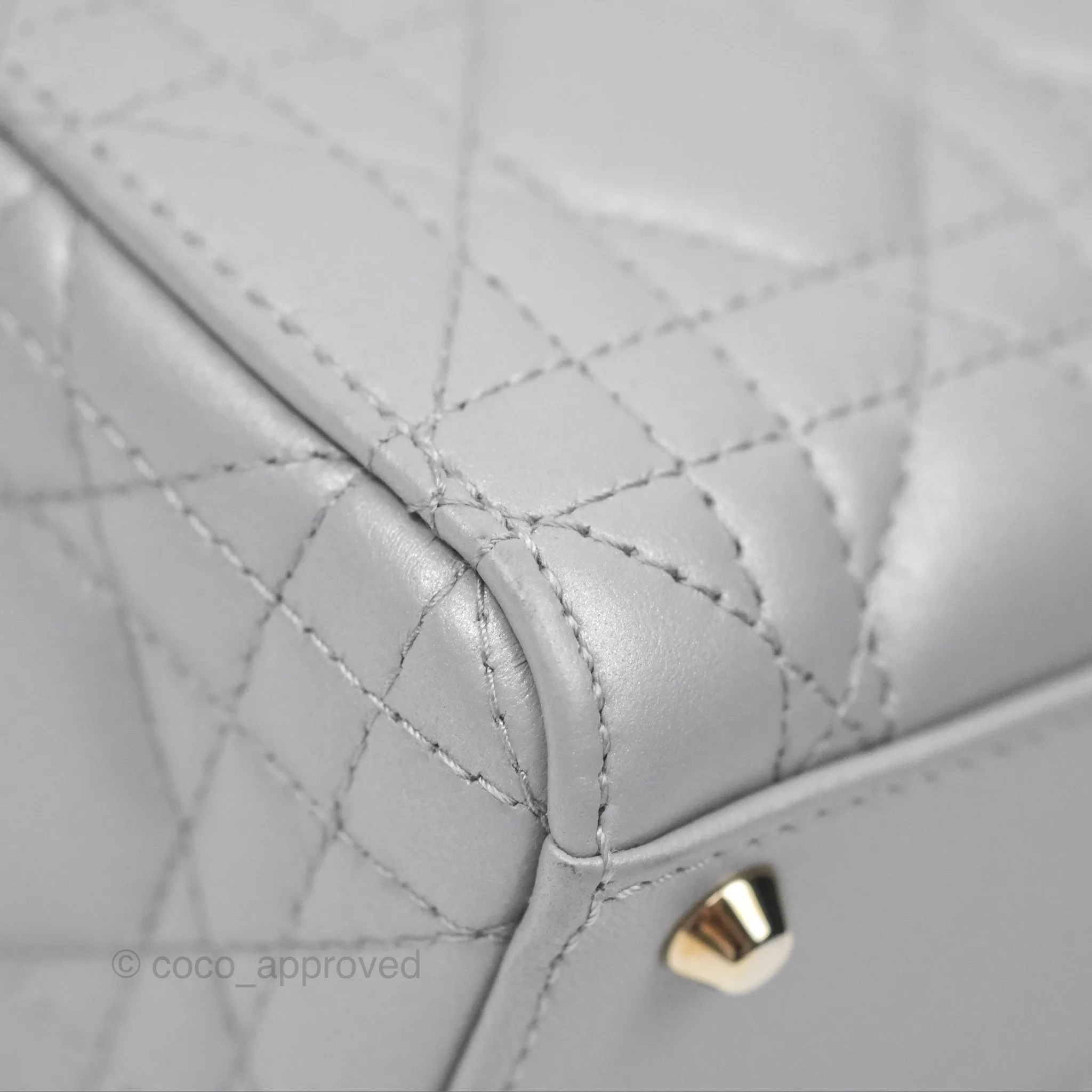 Christian Dior Cannage Mini Lady Dior Grey Gold Hardware