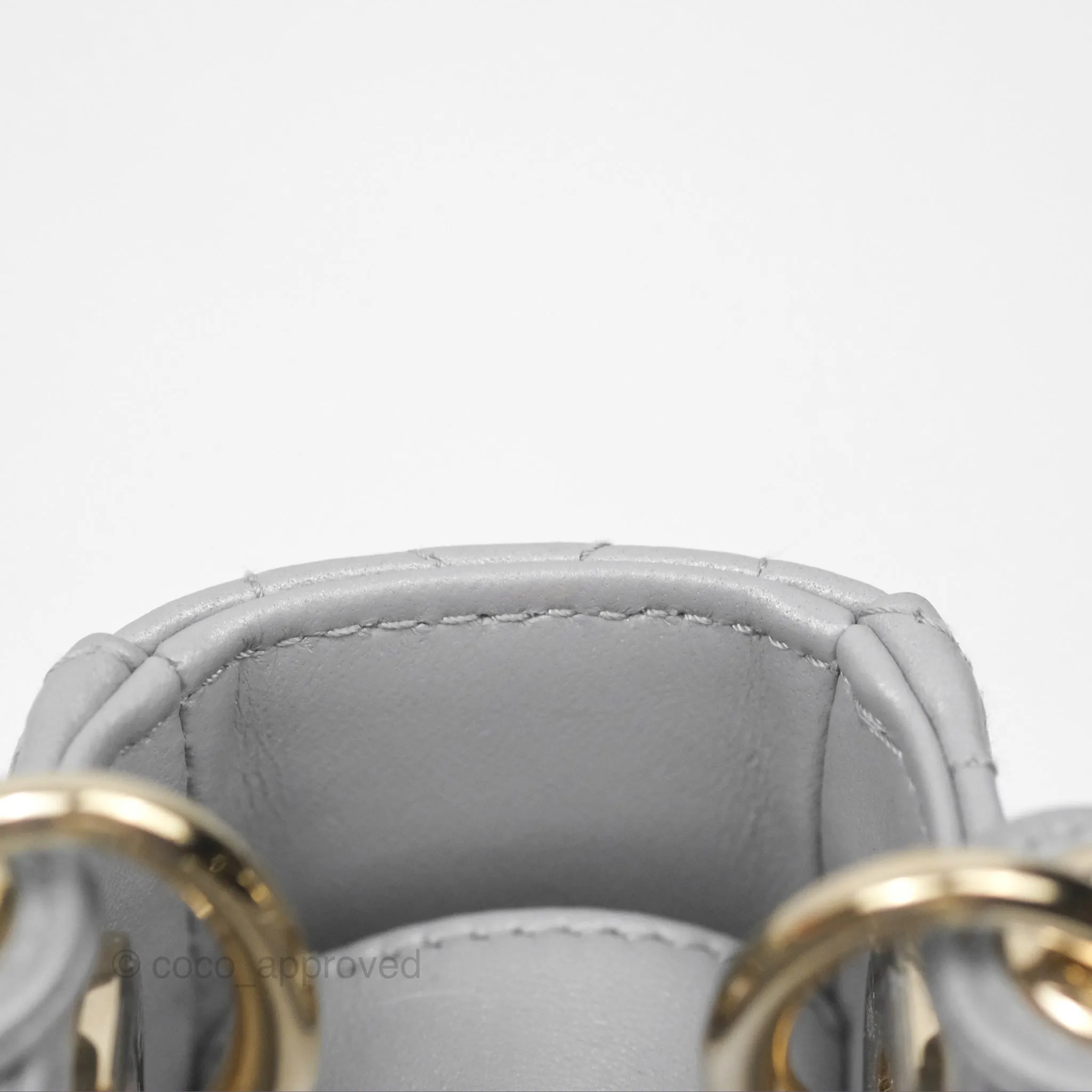 Christian Dior Cannage Mini Lady Dior Grey Gold Hardware