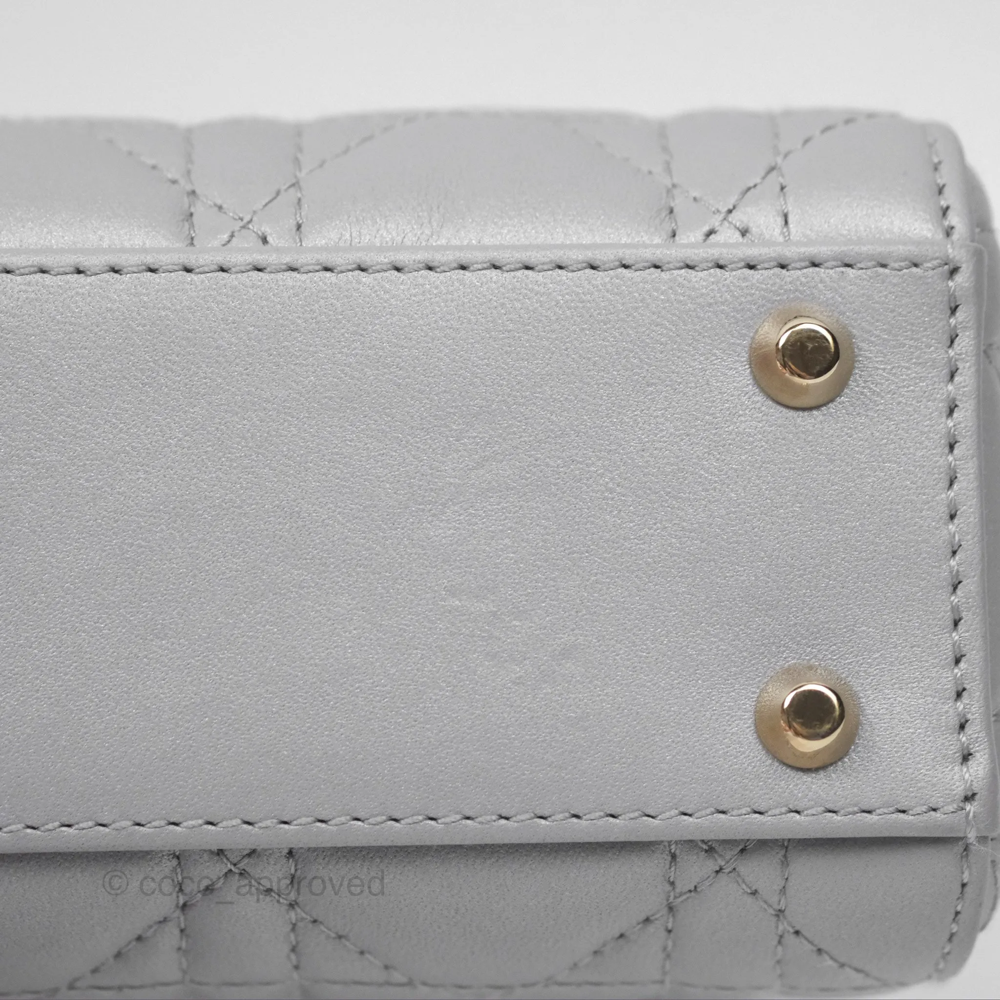 Christian Dior Cannage Mini Lady Dior Grey Gold Hardware