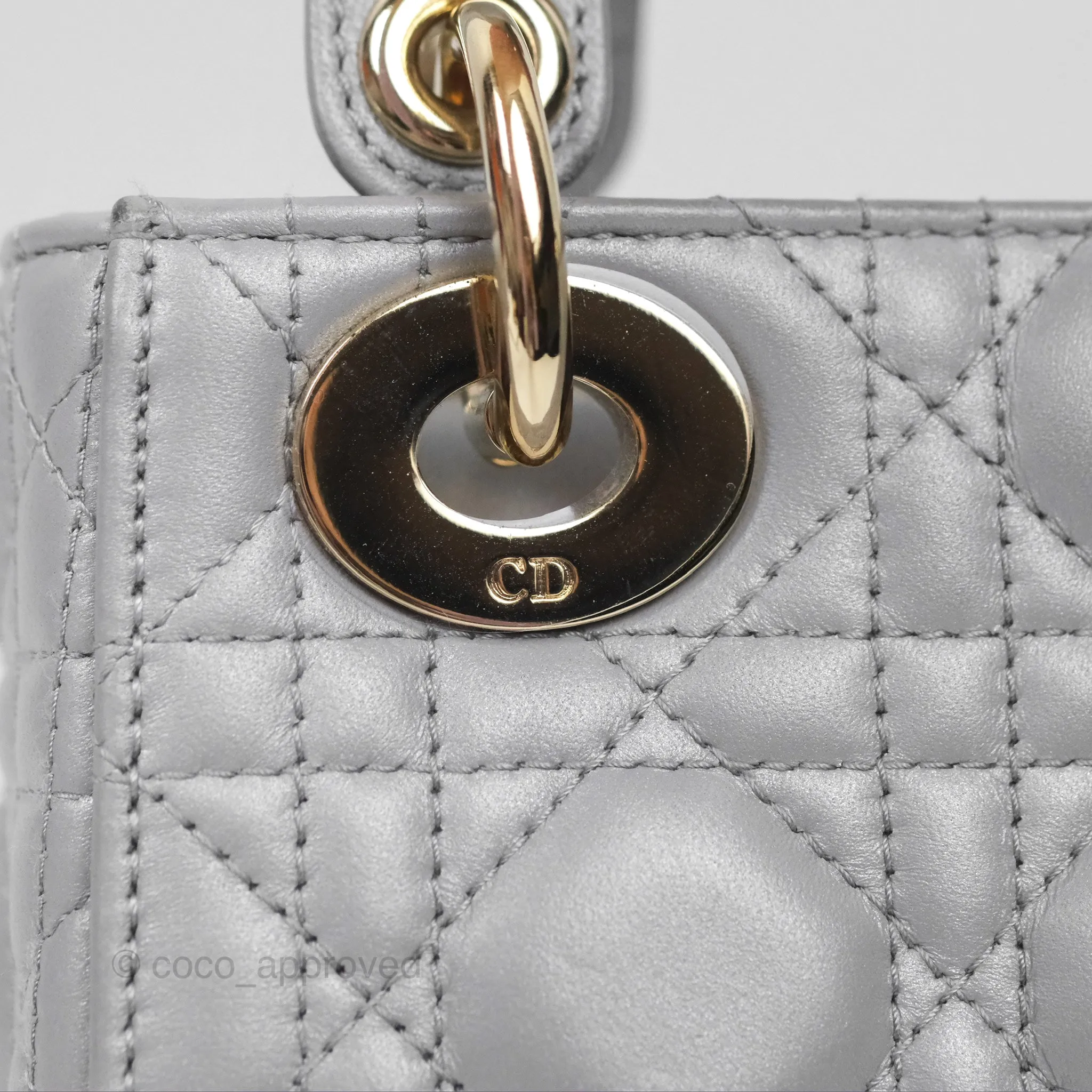 Christian Dior Cannage Mini Lady Dior Grey Gold Hardware