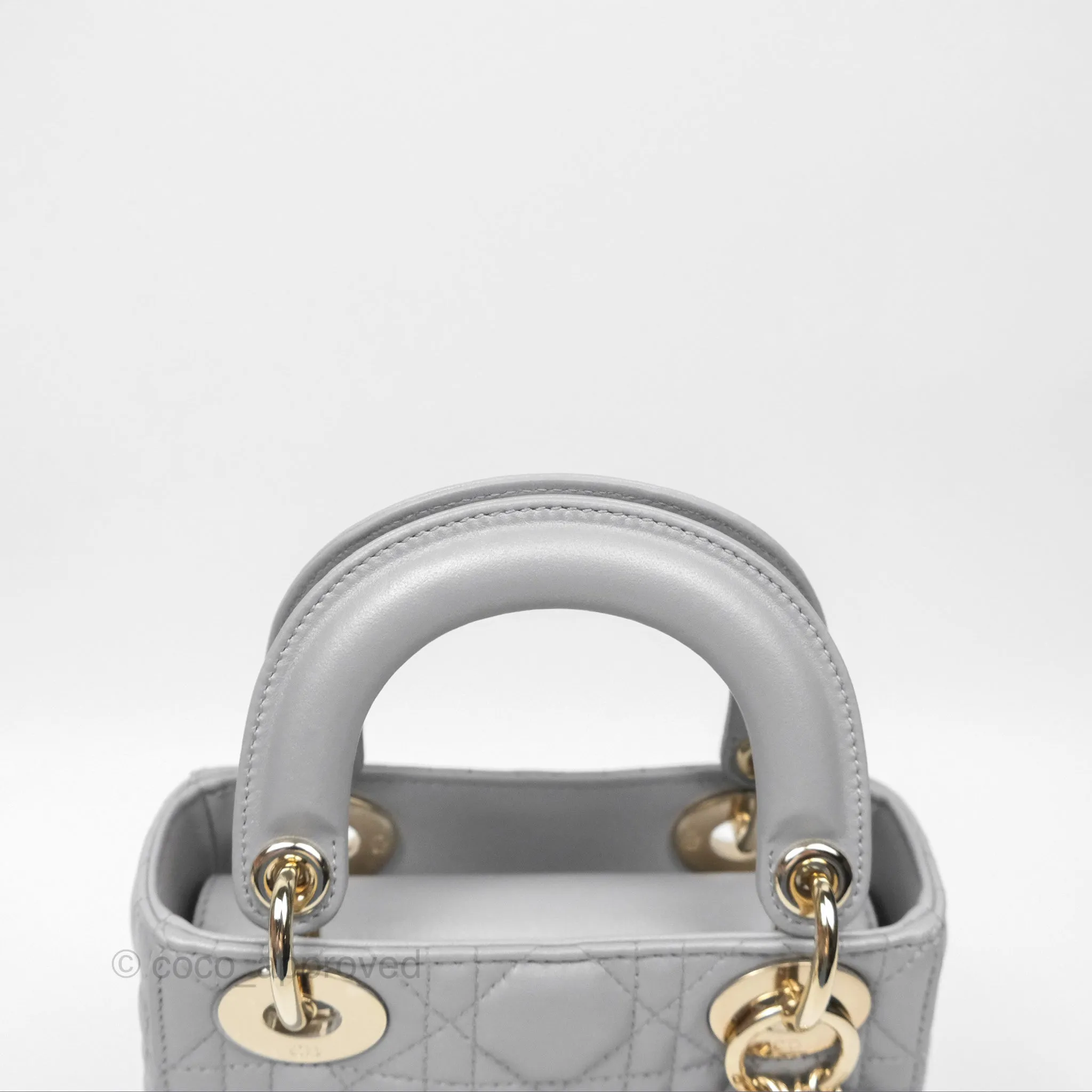 Christian Dior Cannage Mini Lady Dior Grey Gold Hardware