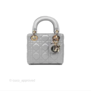 Christian Dior Cannage Mini Lady Dior Grey Gold Hardware