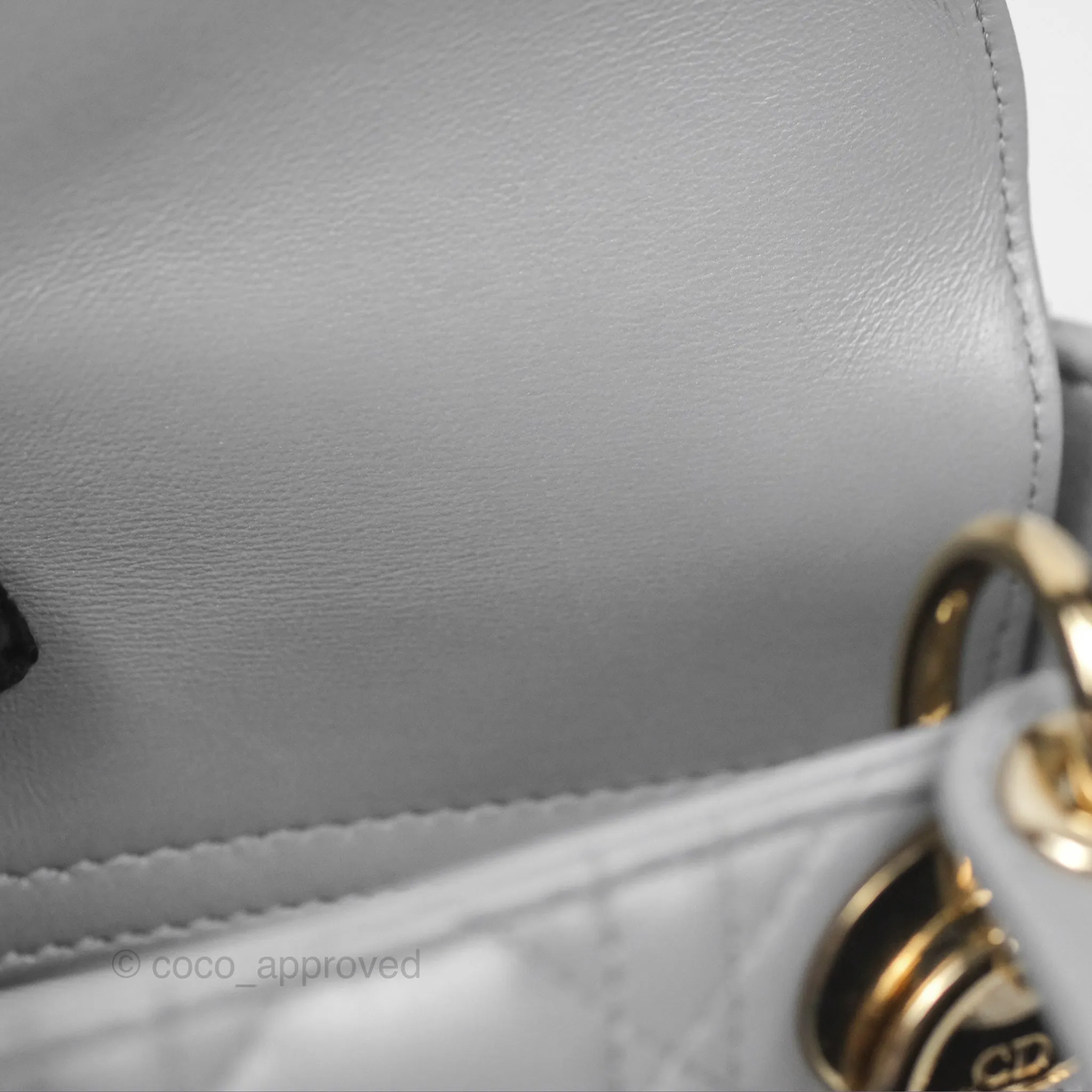 Christian Dior Cannage Mini Lady Dior Grey Gold Hardware