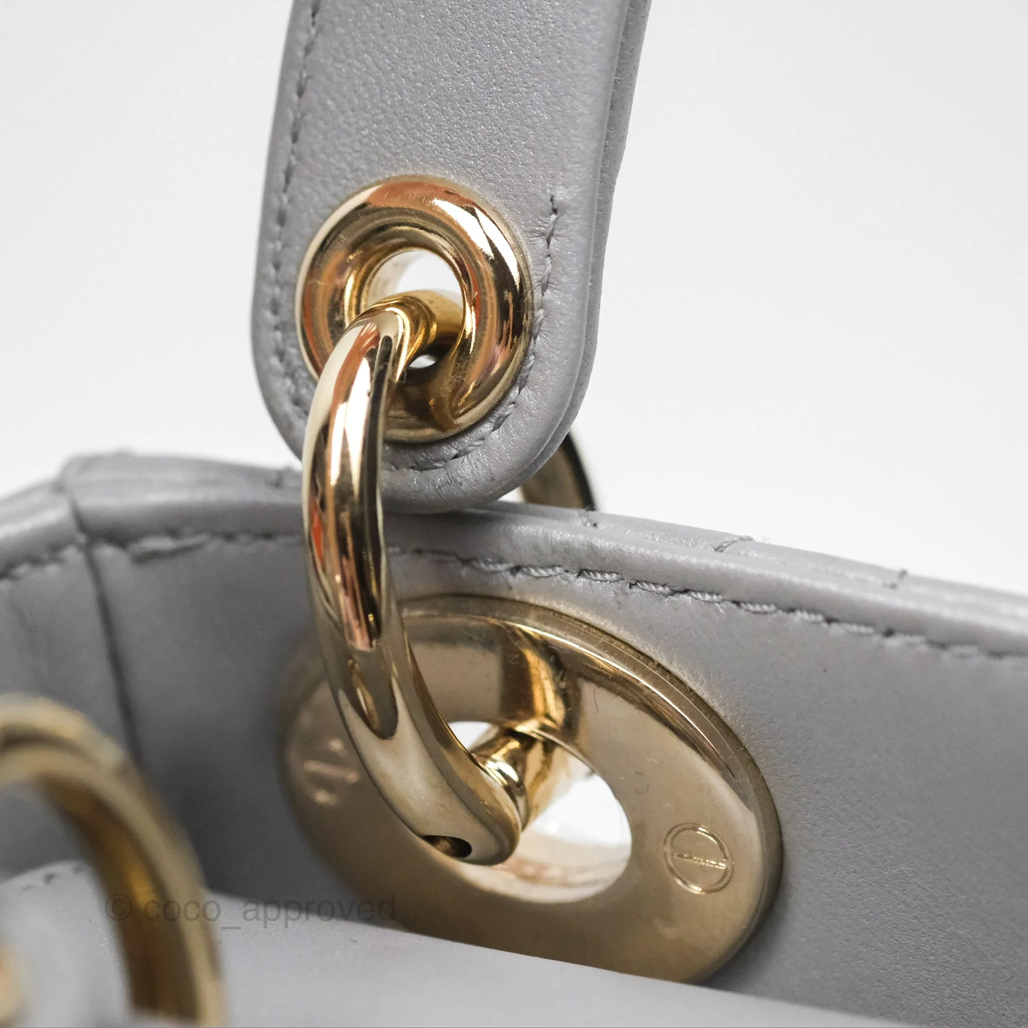 Christian Dior Cannage Mini Lady Dior Grey Gold Hardware