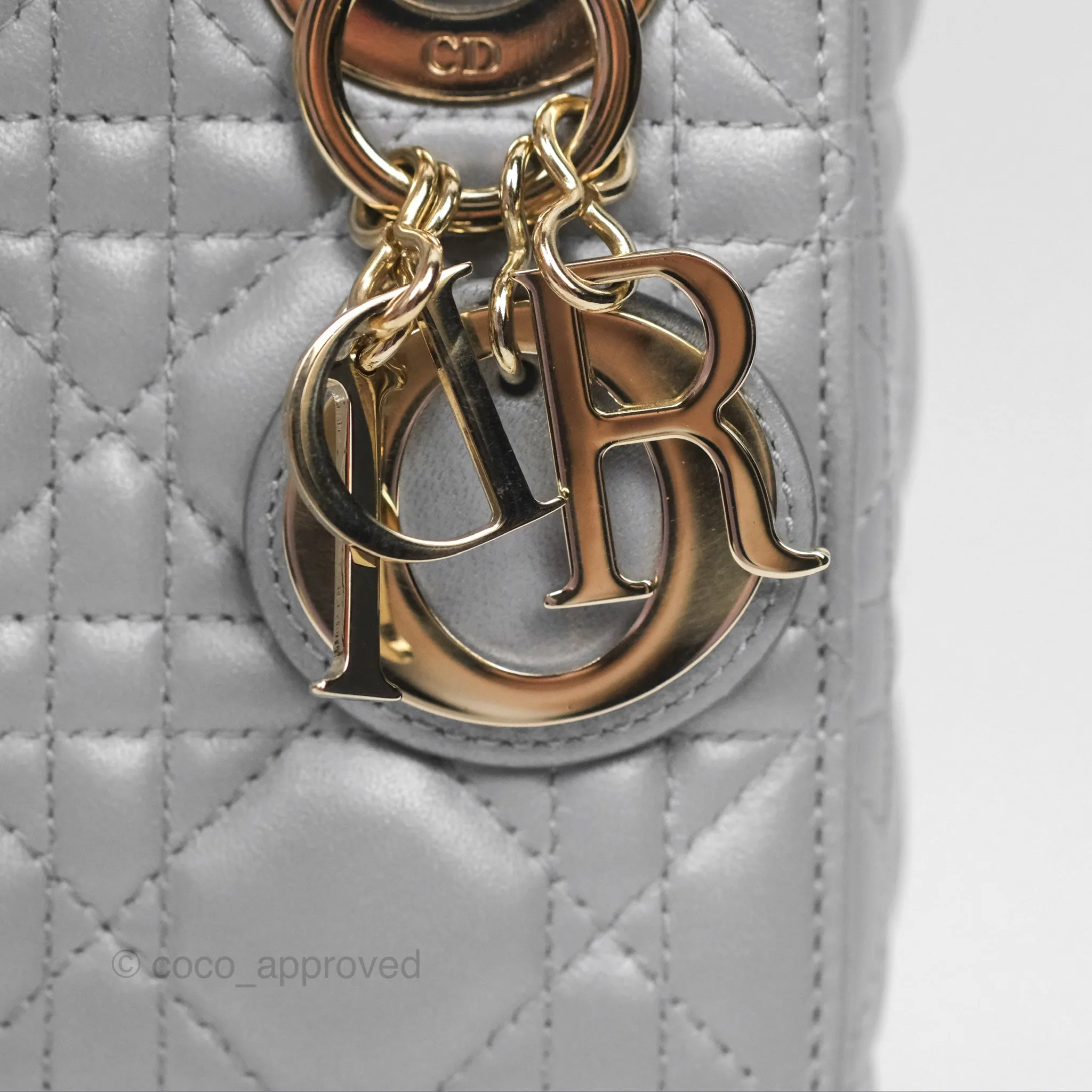 Christian Dior Cannage Mini Lady Dior Grey Gold Hardware
