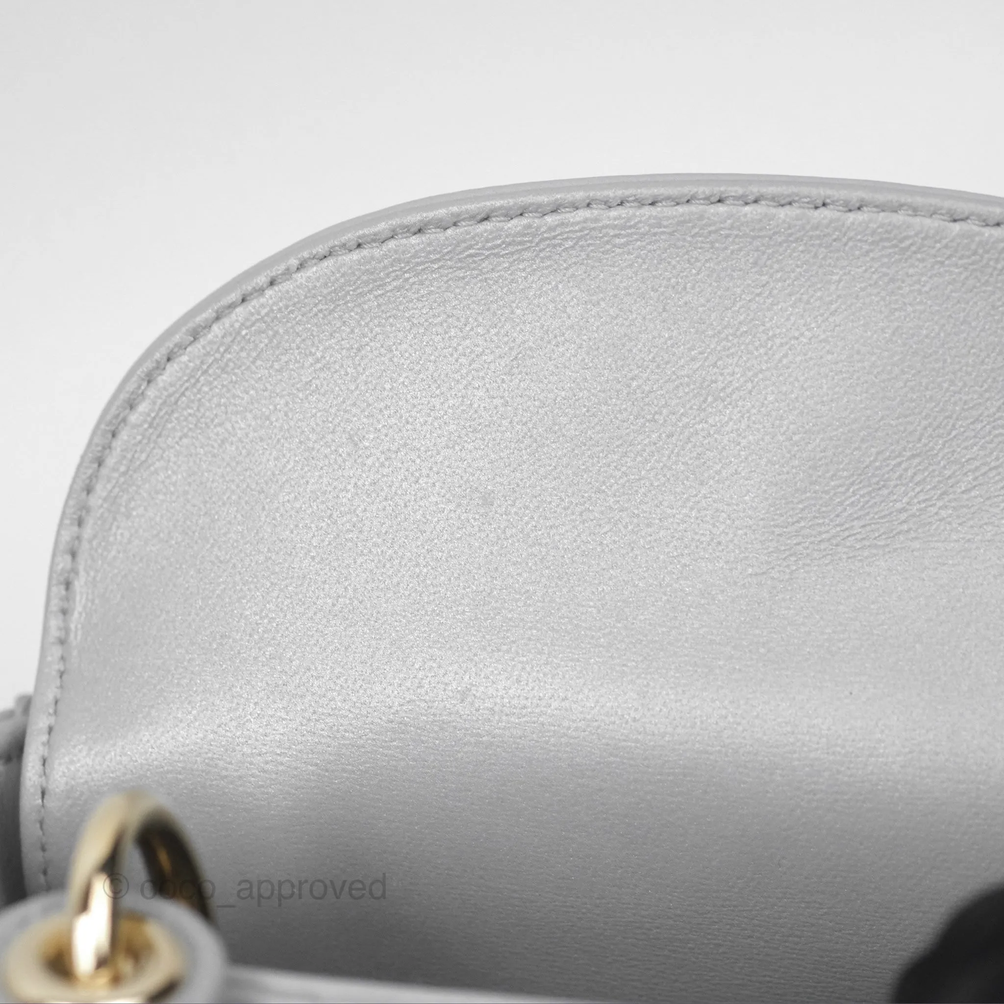 Christian Dior Cannage Mini Lady Dior Grey Gold Hardware