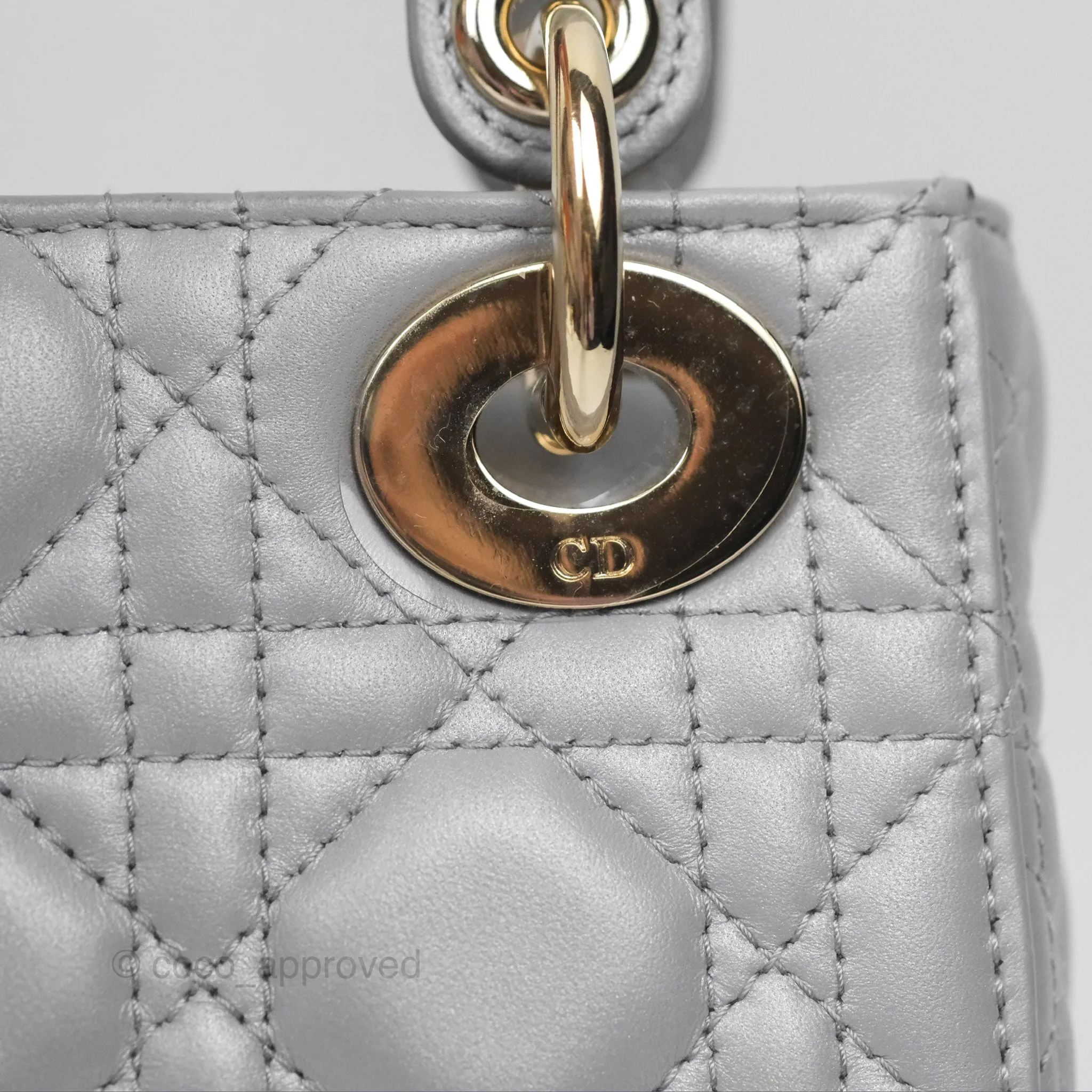 Christian Dior Cannage Mini Lady Dior Grey Gold Hardware