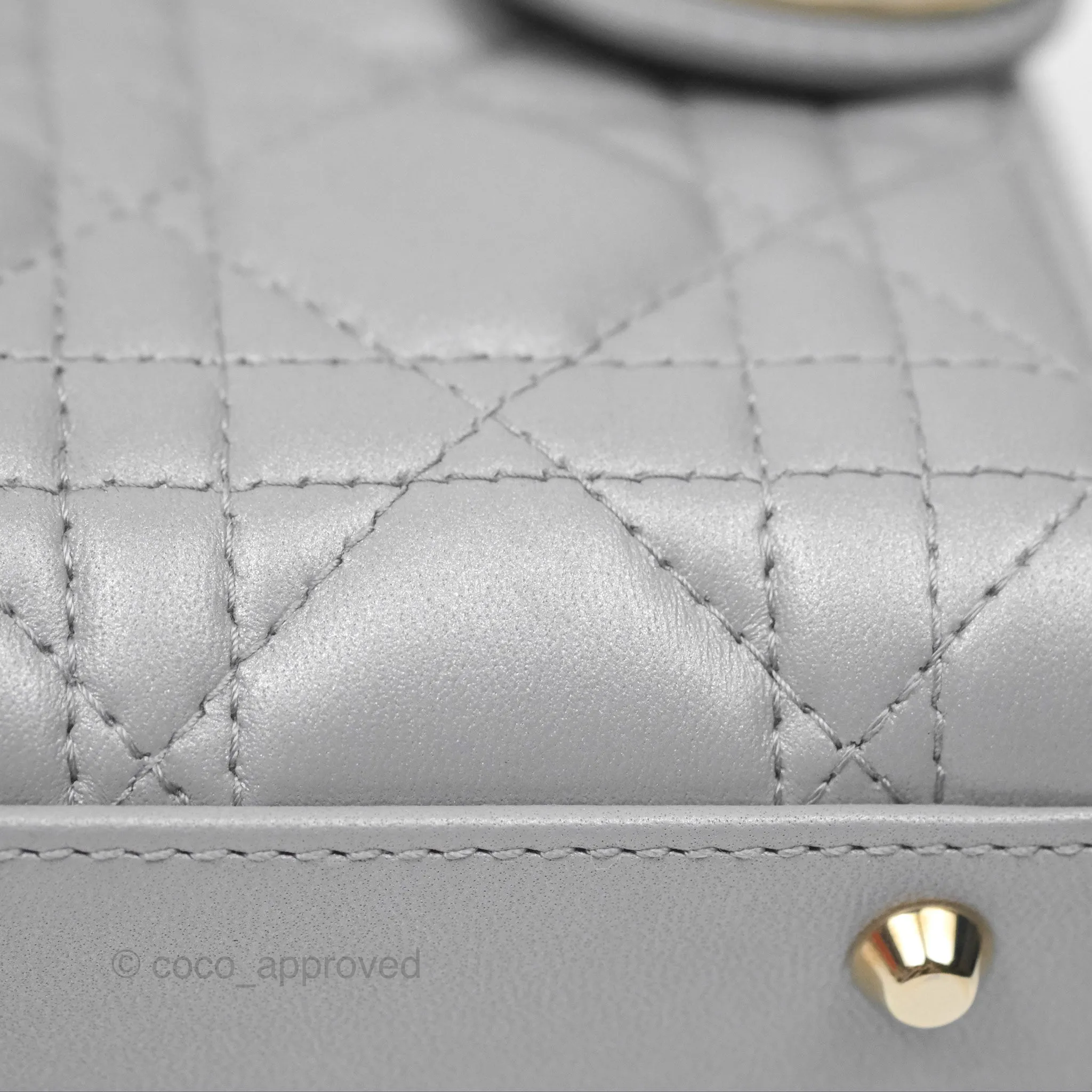 Christian Dior Cannage Mini Lady Dior Grey Gold Hardware