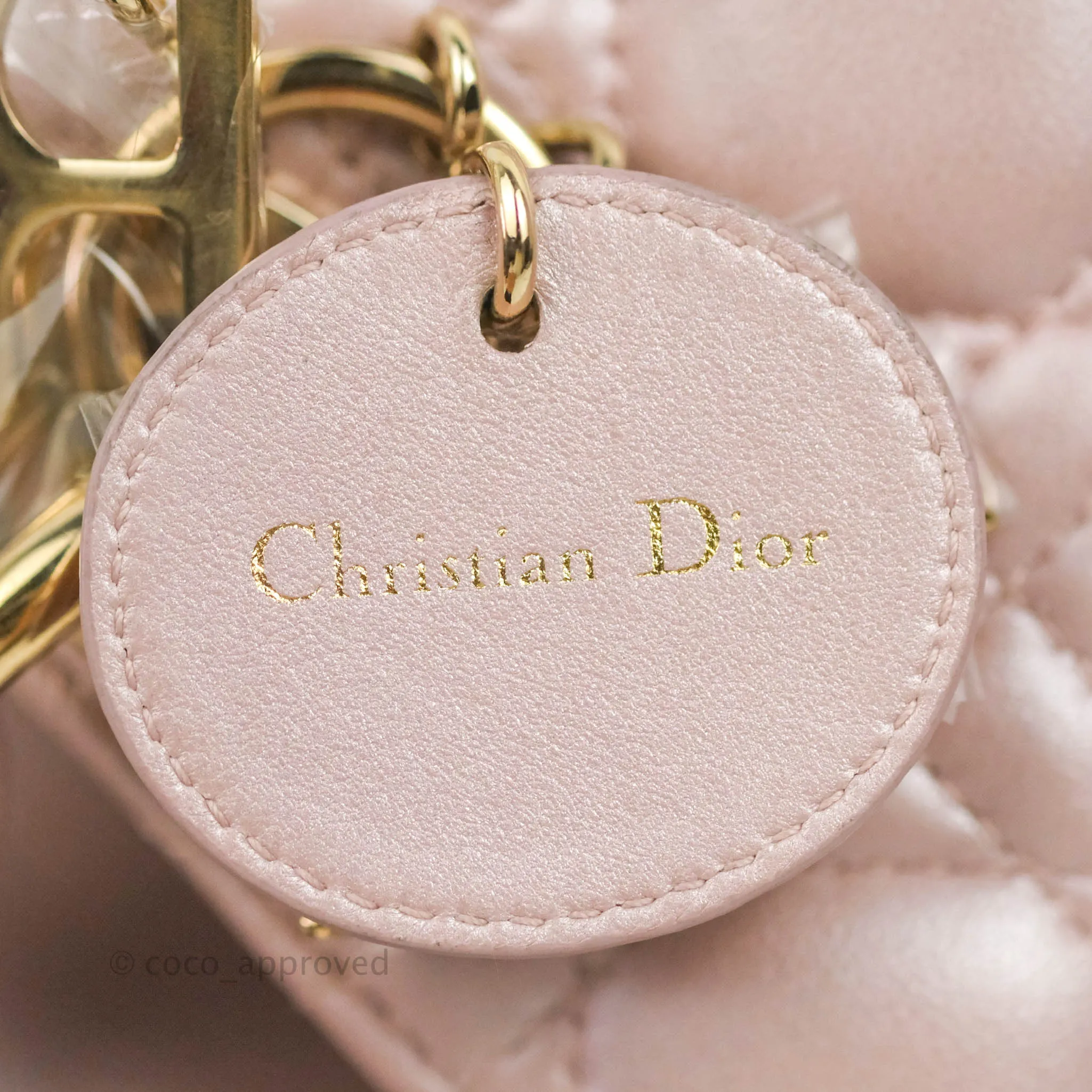 Christian Dior Cannage Mini Lady Dior Iridescent Light Pink Gold Hardware