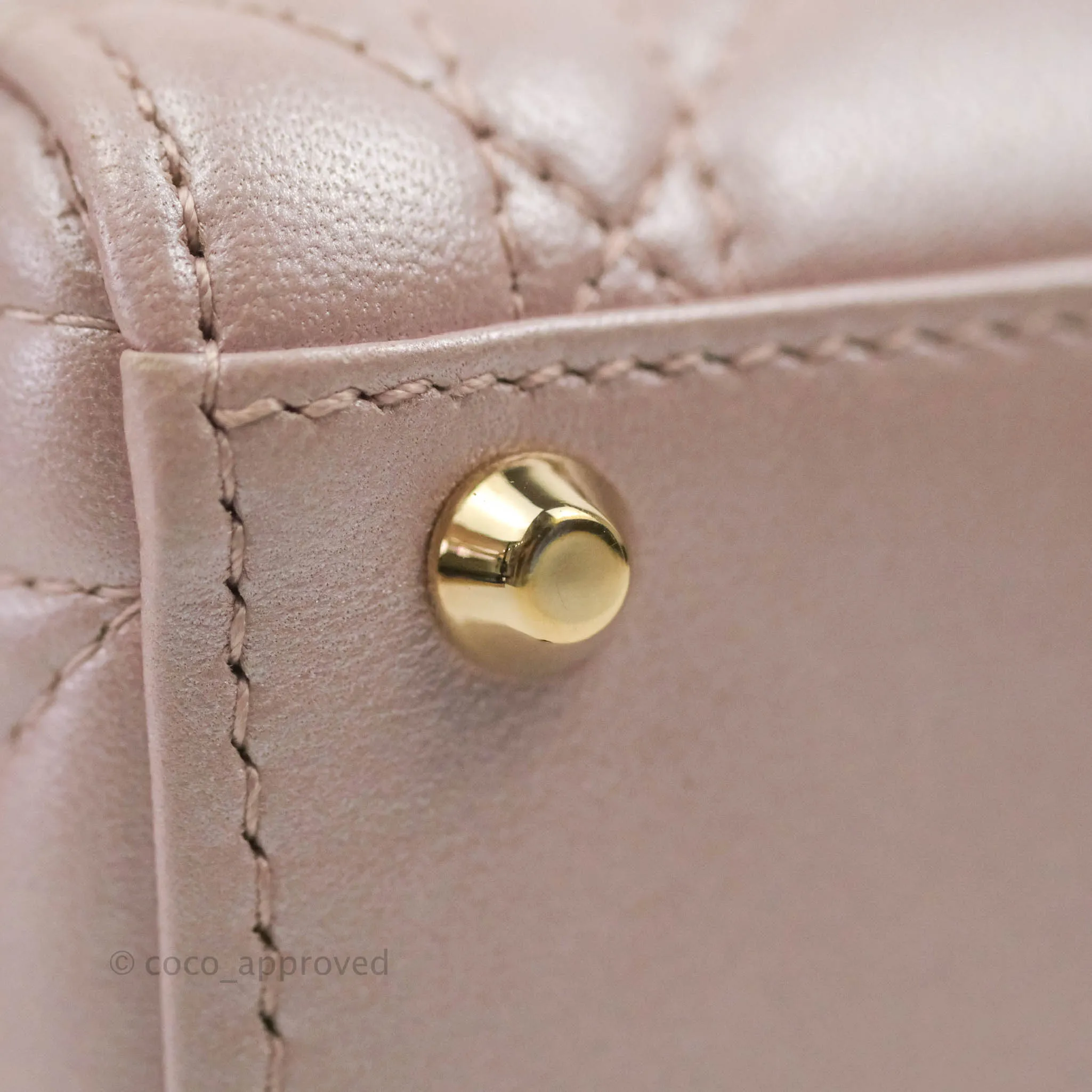 Christian Dior Cannage Mini Lady Dior Iridescent Light Pink Gold Hardware