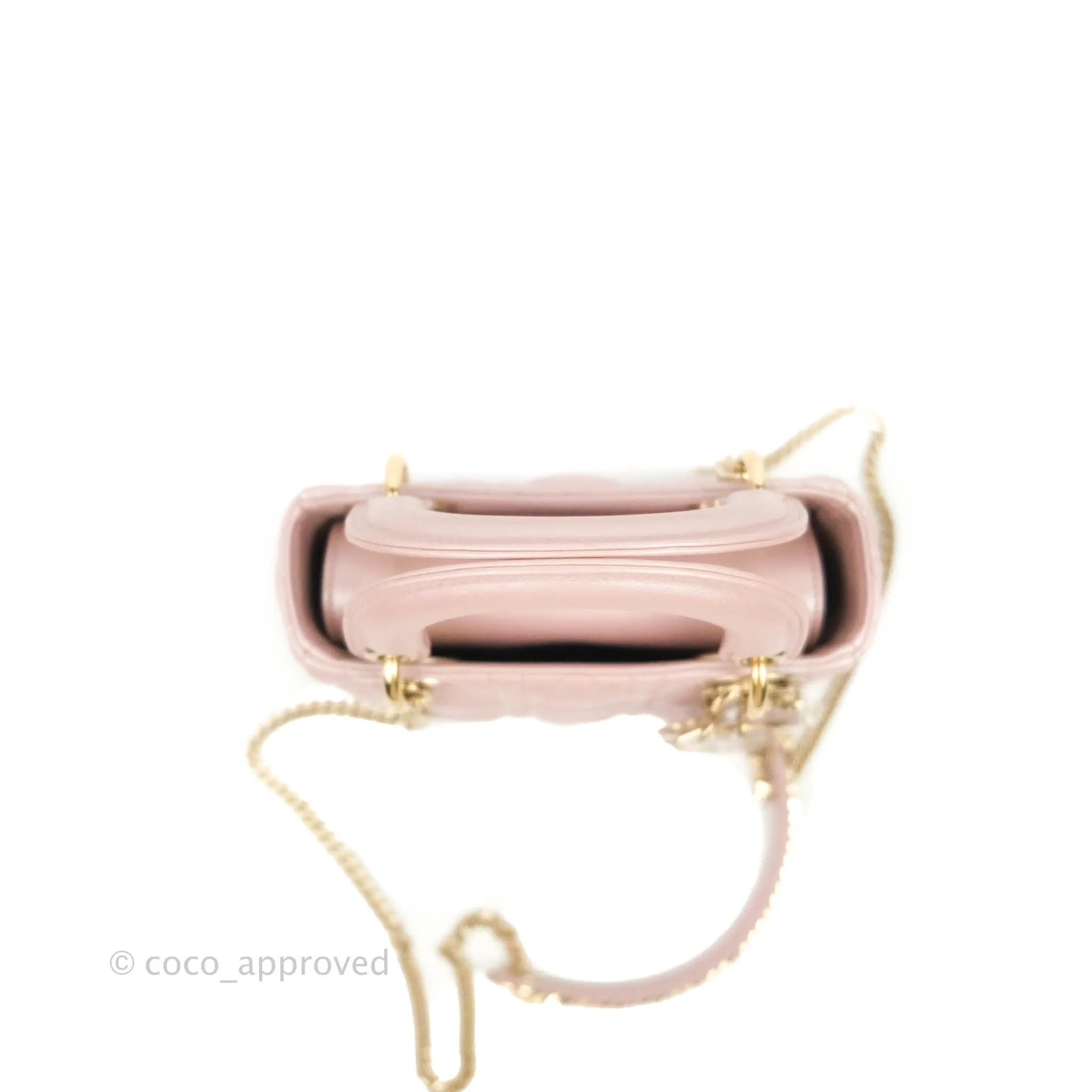 Christian Dior Cannage Mini Lady Dior Iridescent Light Pink Gold Hardware