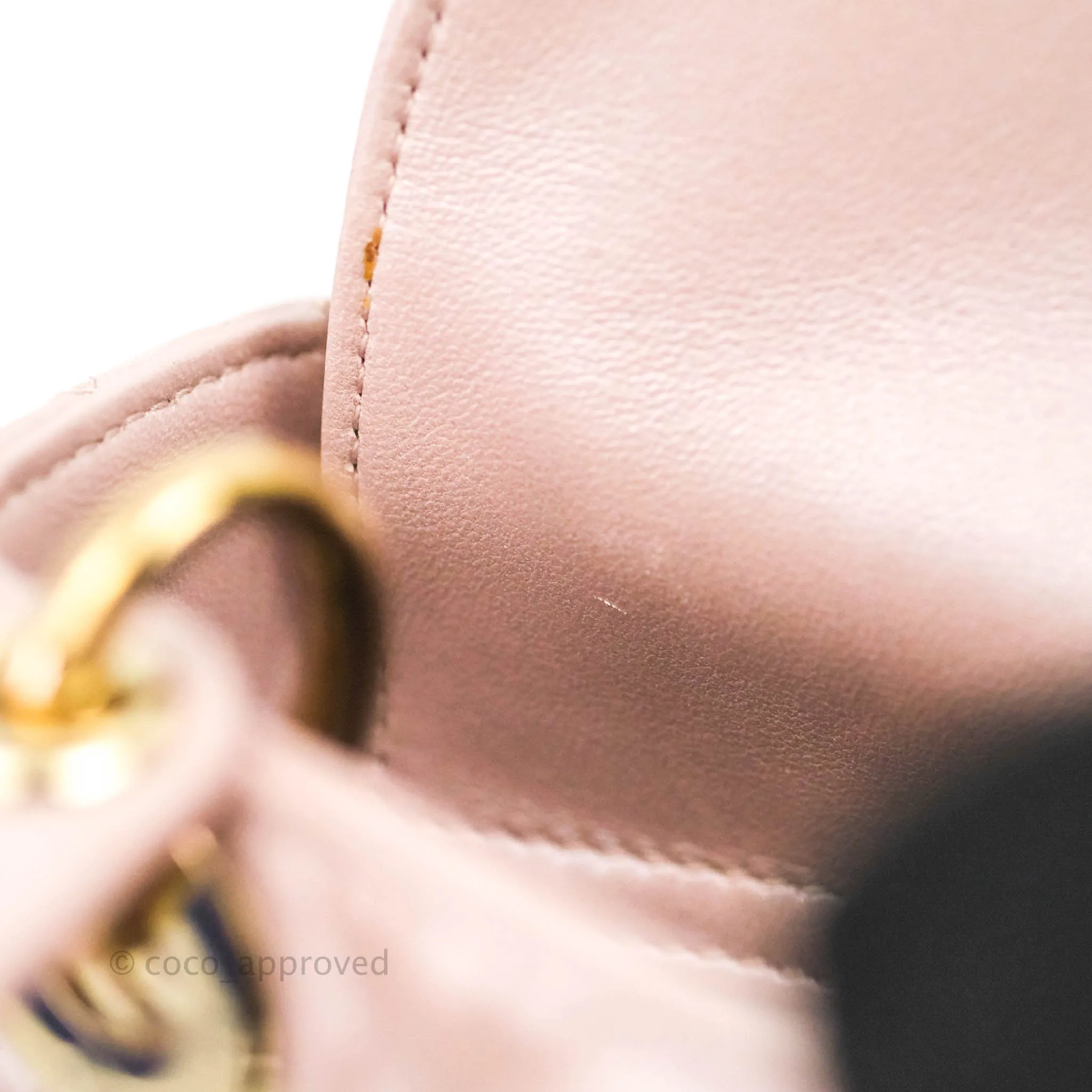 Christian Dior Cannage Mini Lady Dior Iridescent Light Pink Gold Hardware
