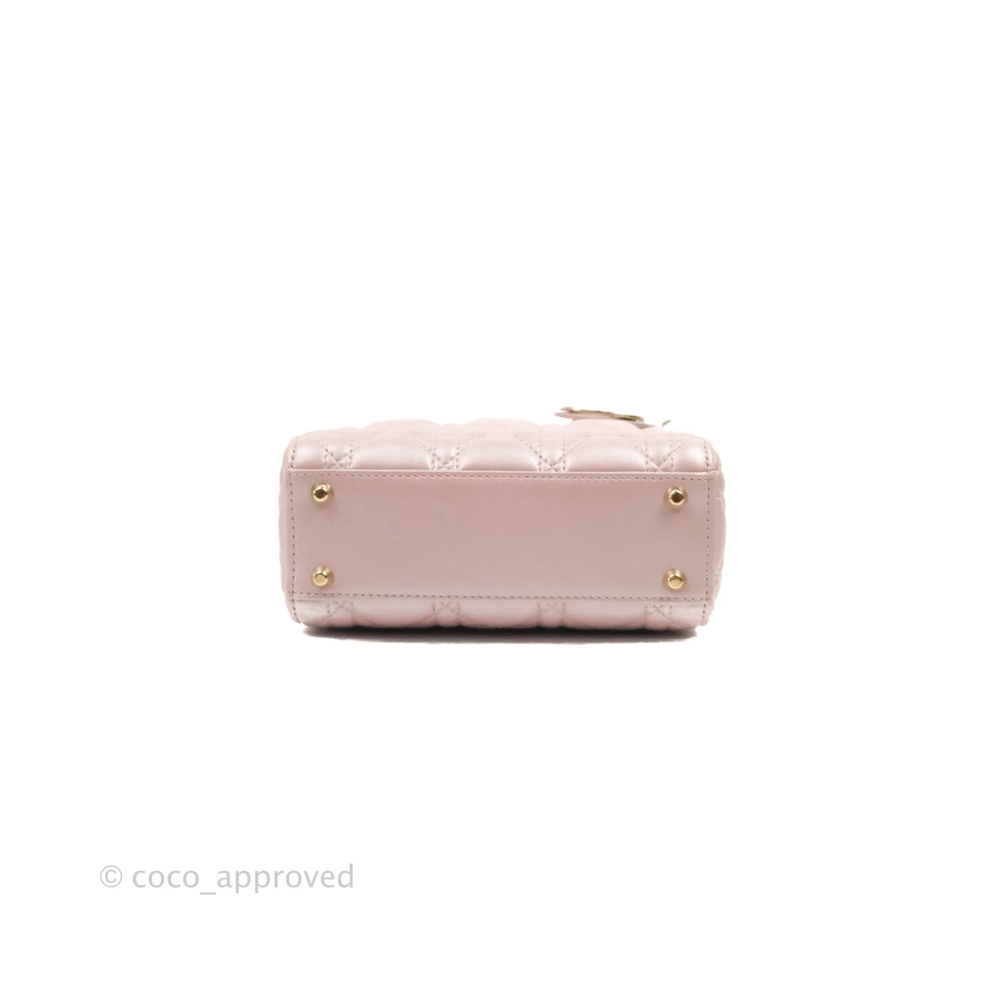 Christian Dior Cannage Mini Lady Dior Iridescent Light Pink Gold Hardware