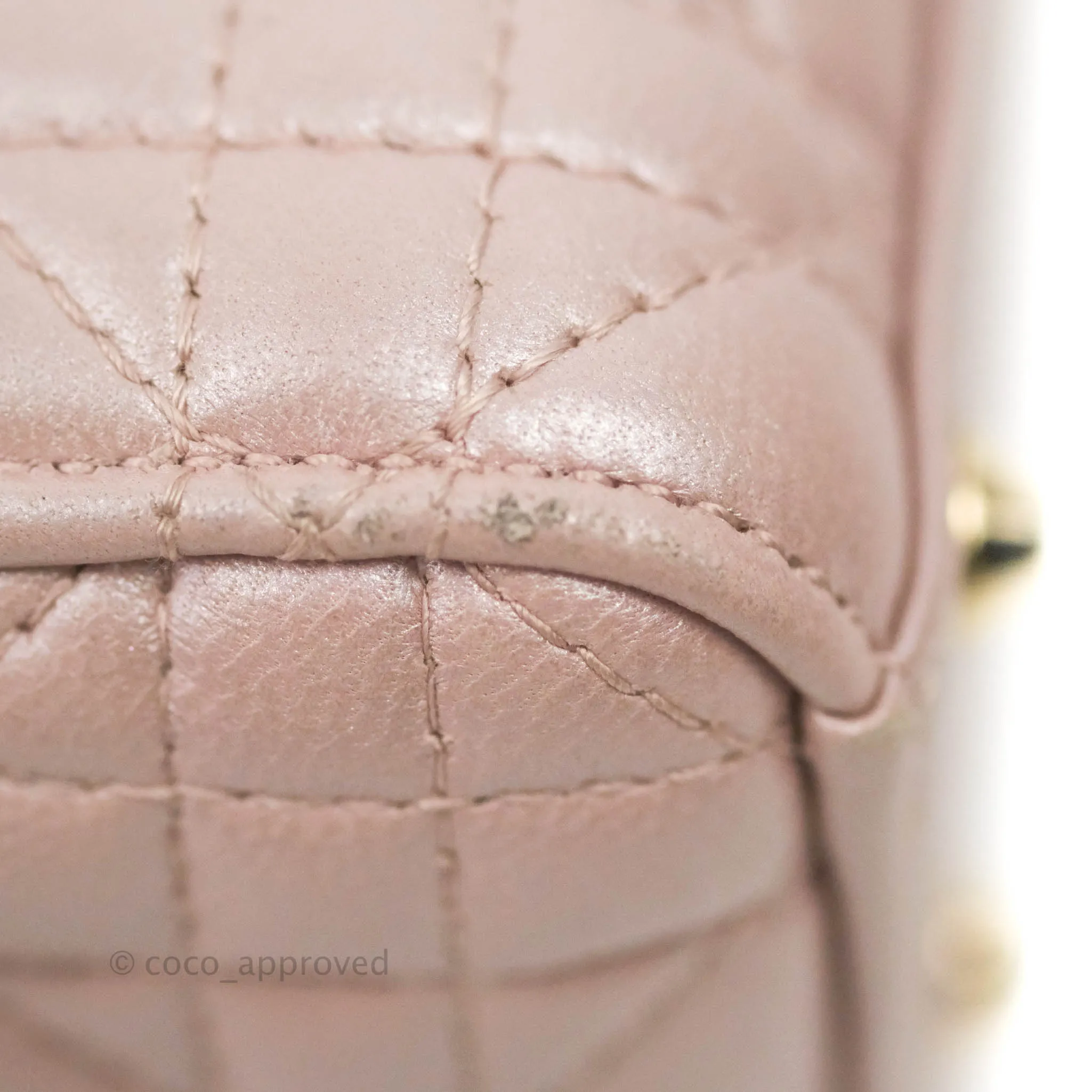 Christian Dior Cannage Mini Lady Dior Iridescent Light Pink Gold Hardware