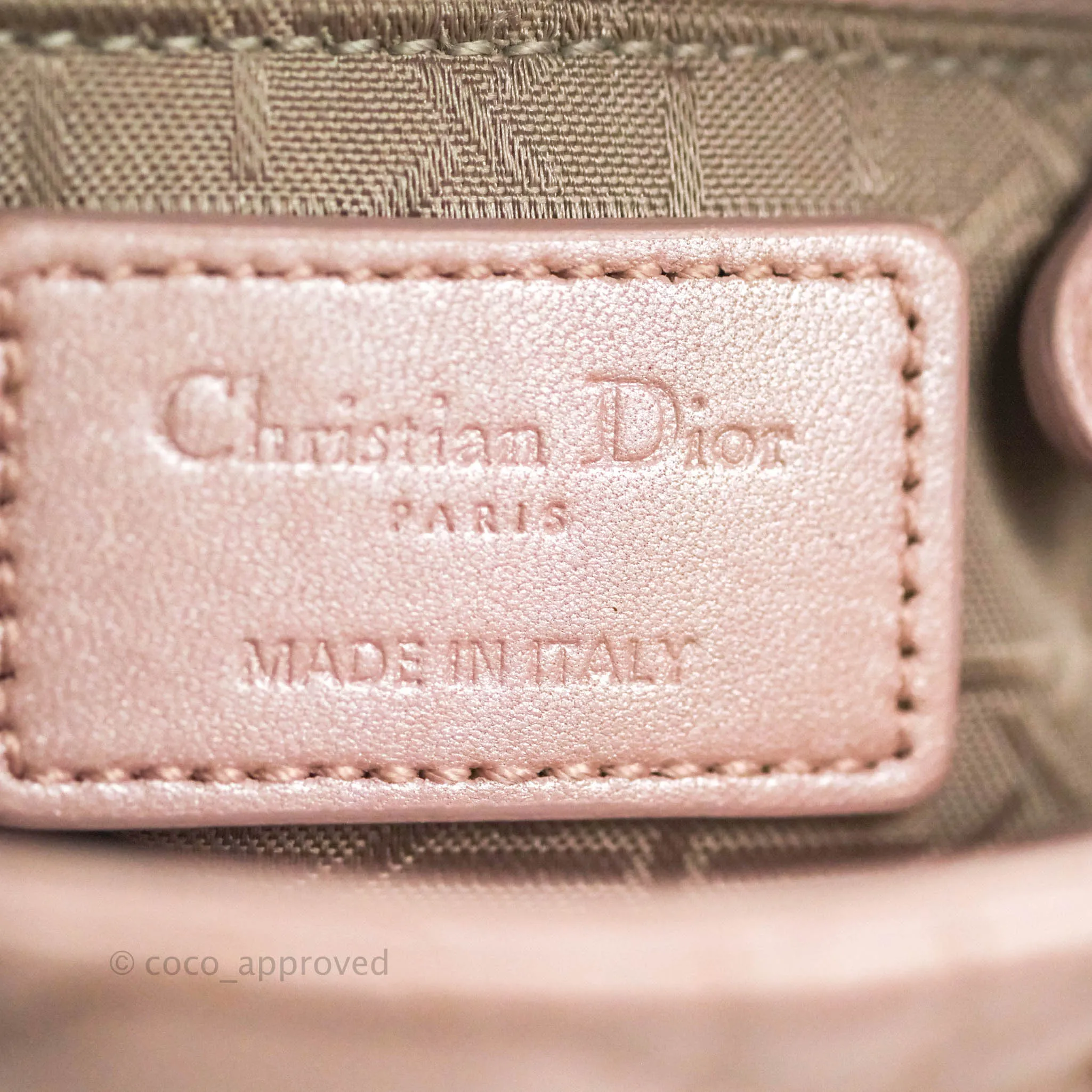 Christian Dior Cannage Mini Lady Dior Iridescent Light Pink Gold Hardware