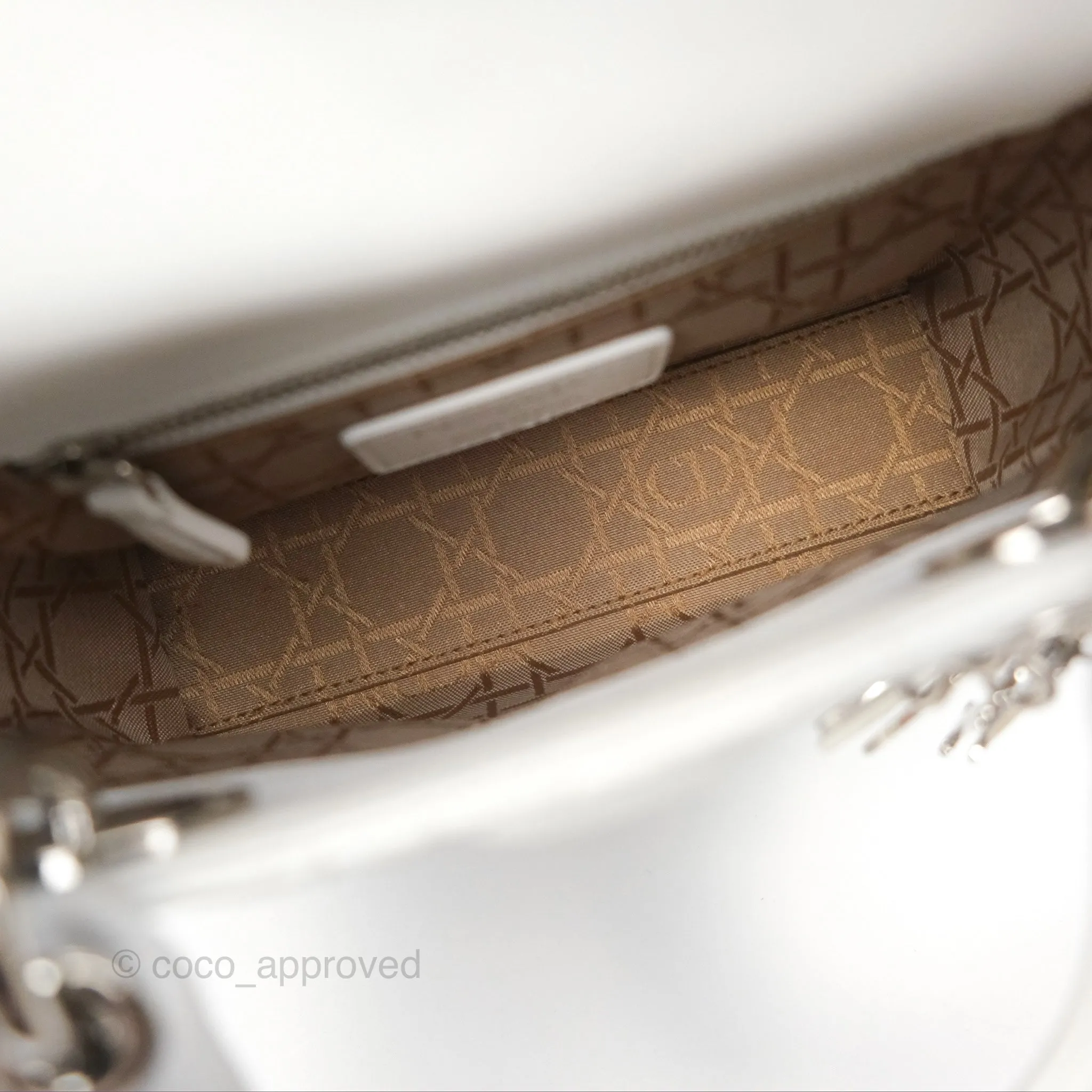 Christian Dior Cannage Mini Lady Dior White Silver Hardware