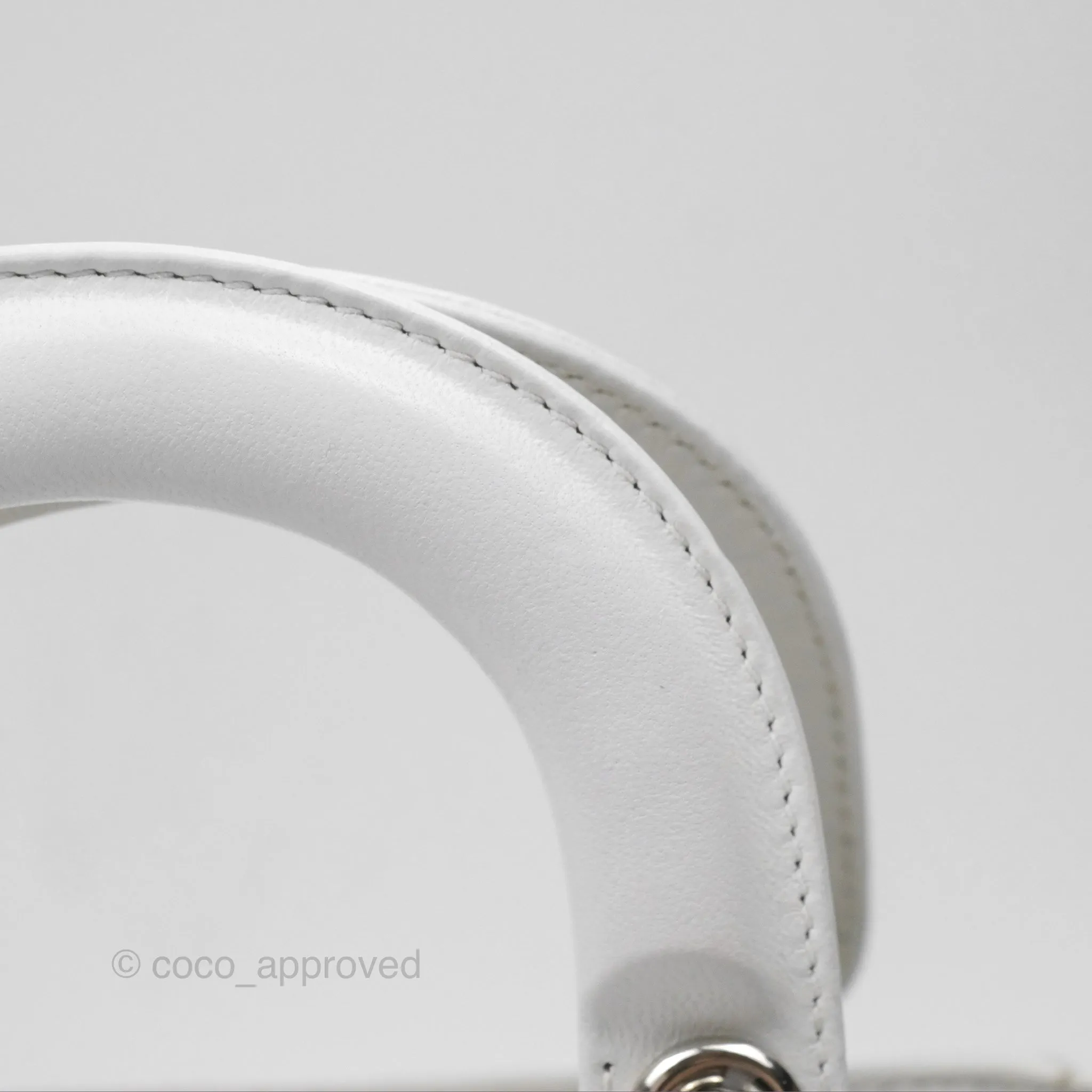 Christian Dior Cannage Mini Lady Dior White Silver Hardware