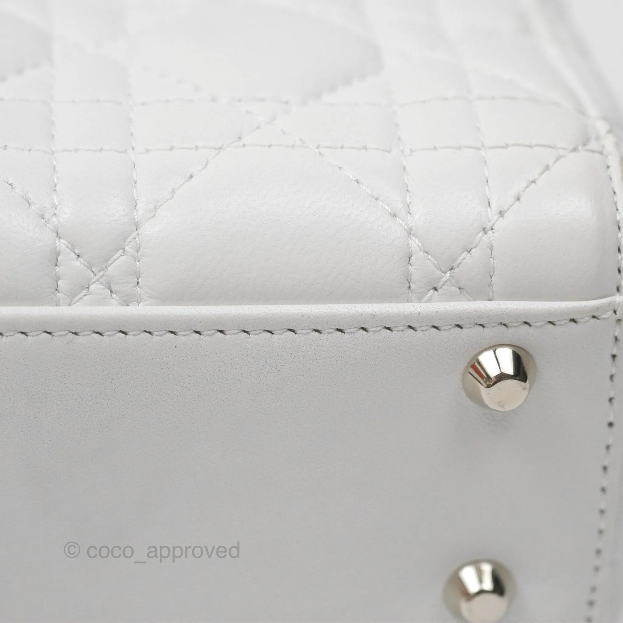 Christian Dior Cannage Mini Lady Dior White Silver Hardware