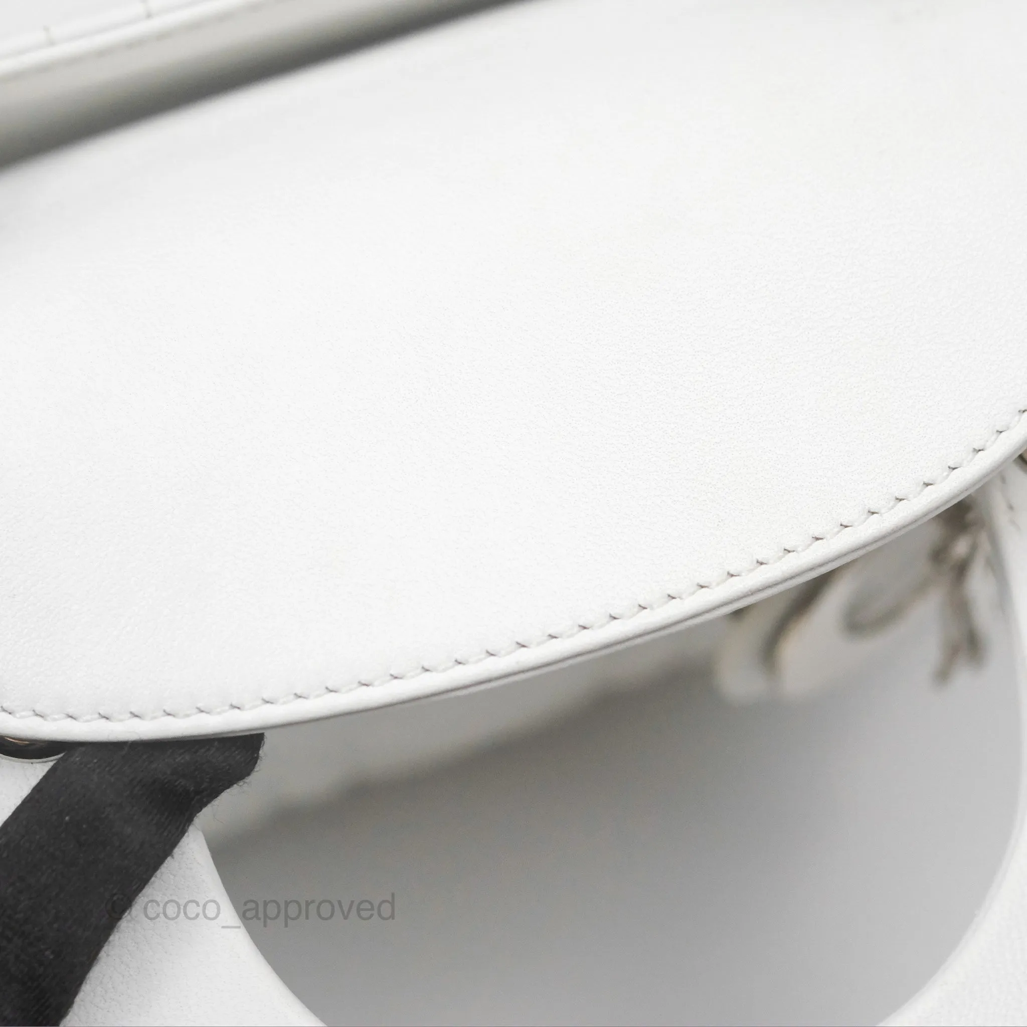 Christian Dior Cannage Mini Lady Dior White Silver Hardware