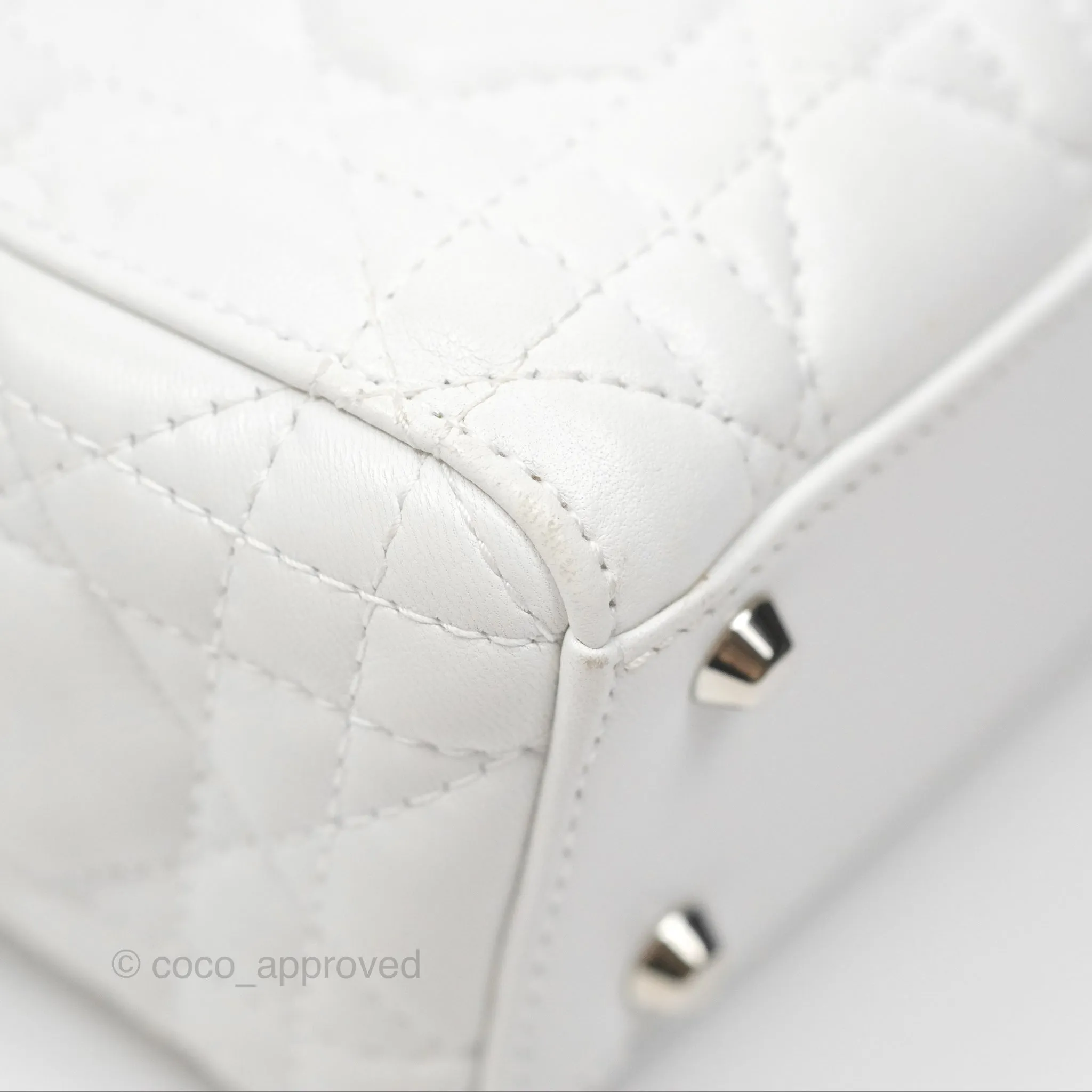 Christian Dior Cannage Mini Lady Dior White Silver Hardware