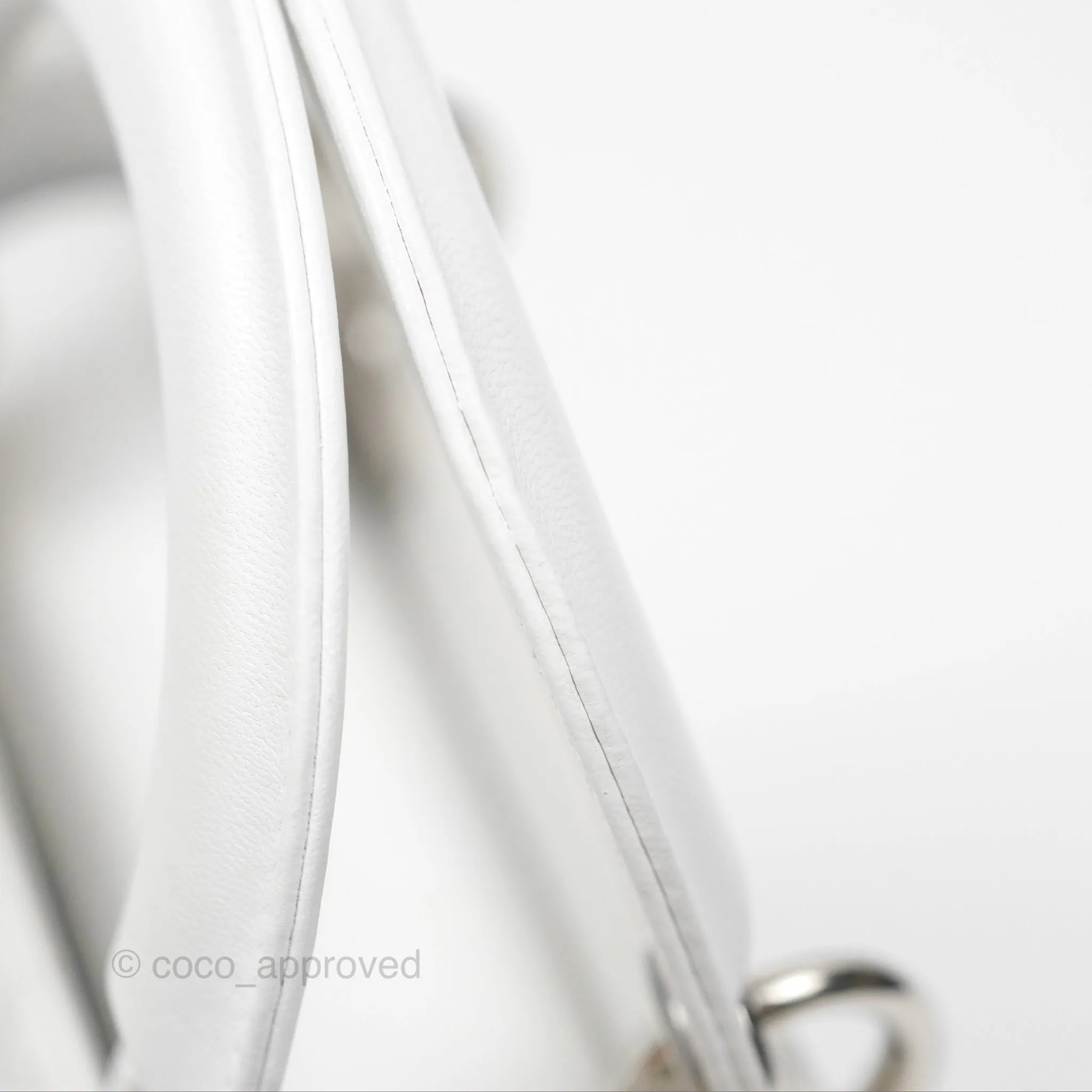 Christian Dior Cannage Mini Lady Dior White Silver Hardware