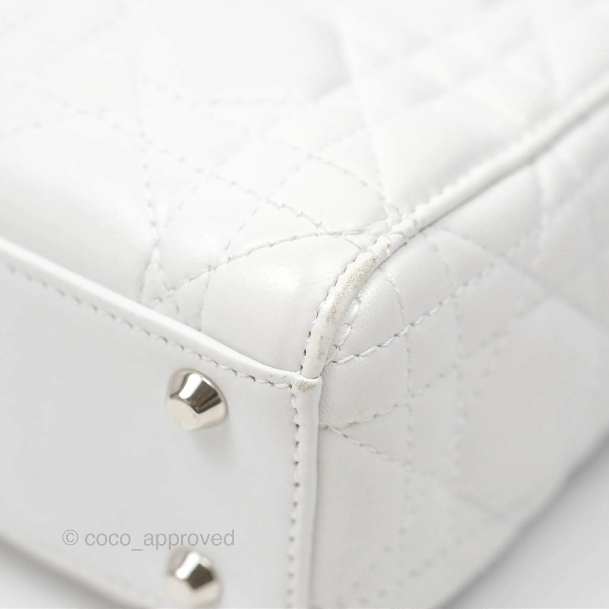 Christian Dior Cannage Mini Lady Dior White Silver Hardware