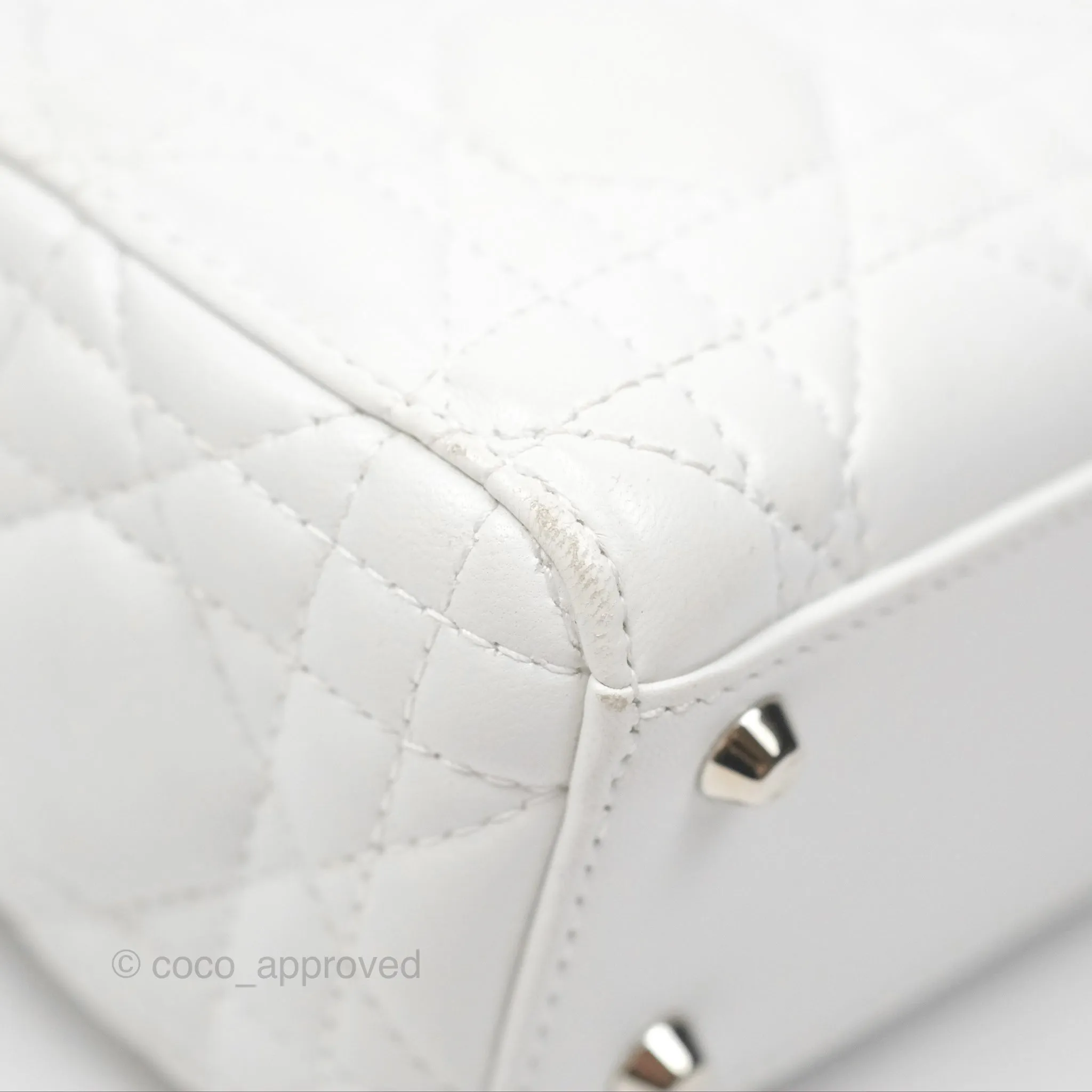 Christian Dior Cannage Mini Lady Dior White Silver Hardware