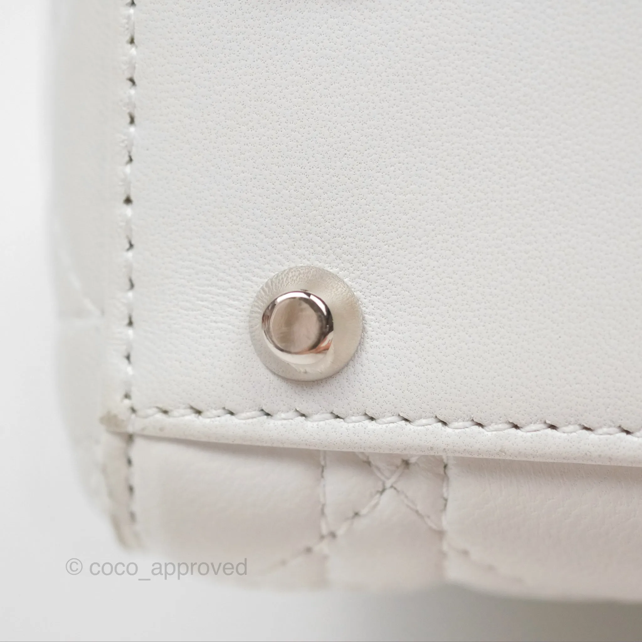 Christian Dior Cannage Mini Lady Dior White Silver Hardware