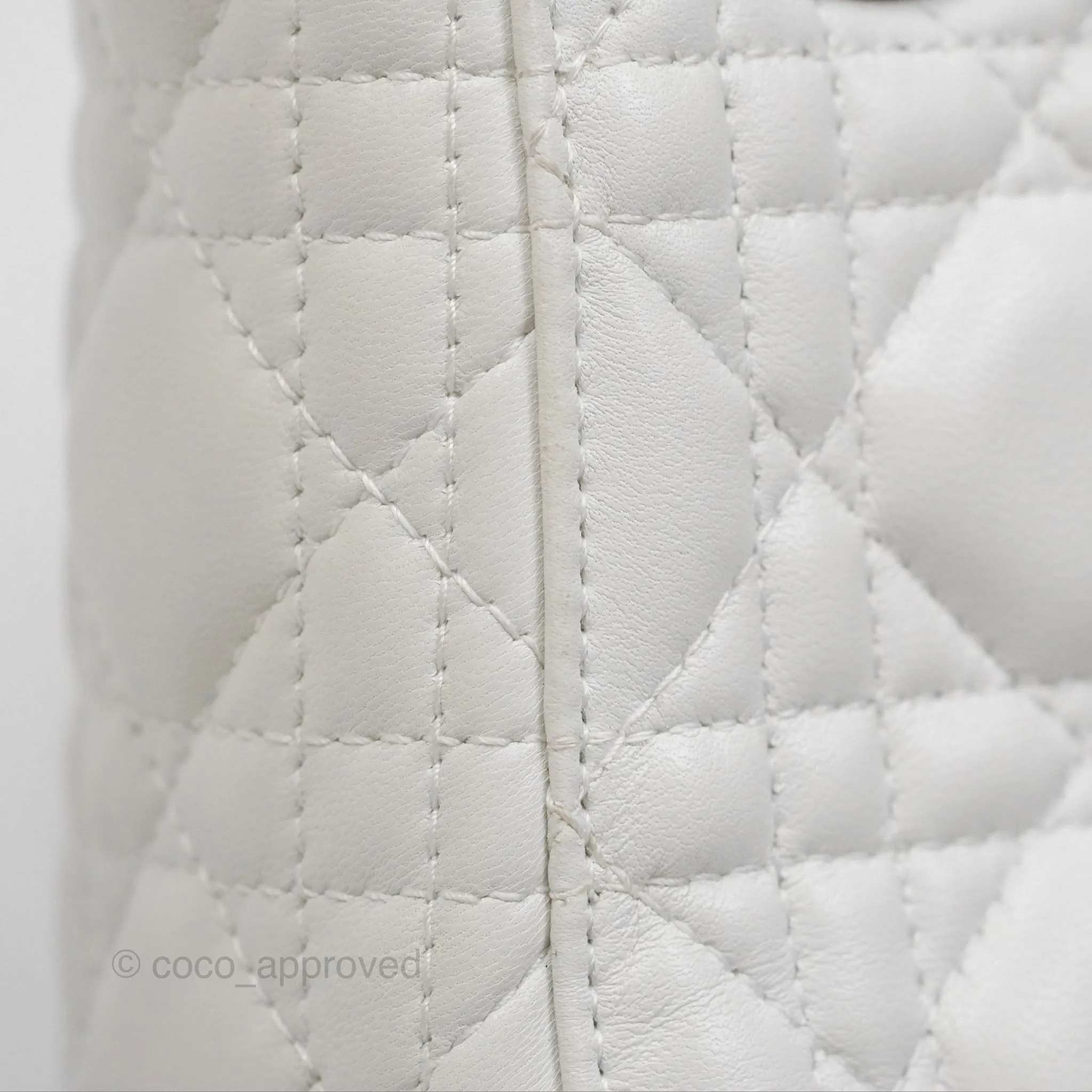 Christian Dior Cannage Mini Lady Dior White Silver Hardware