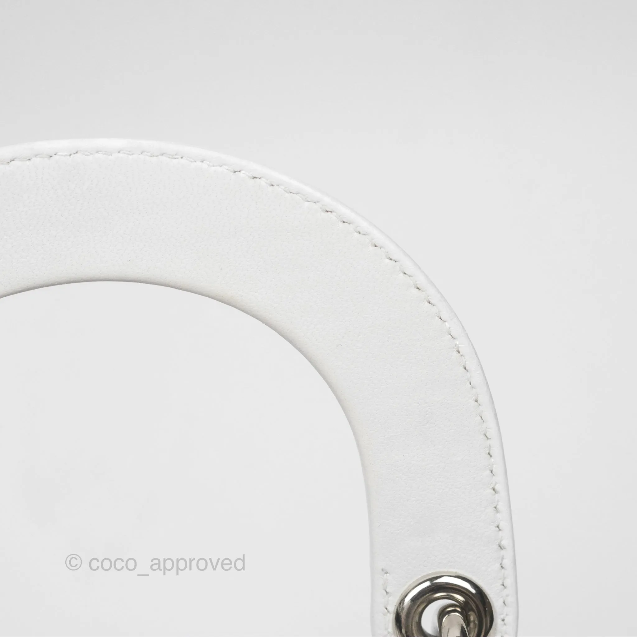 Christian Dior Cannage Mini Lady Dior White Silver Hardware