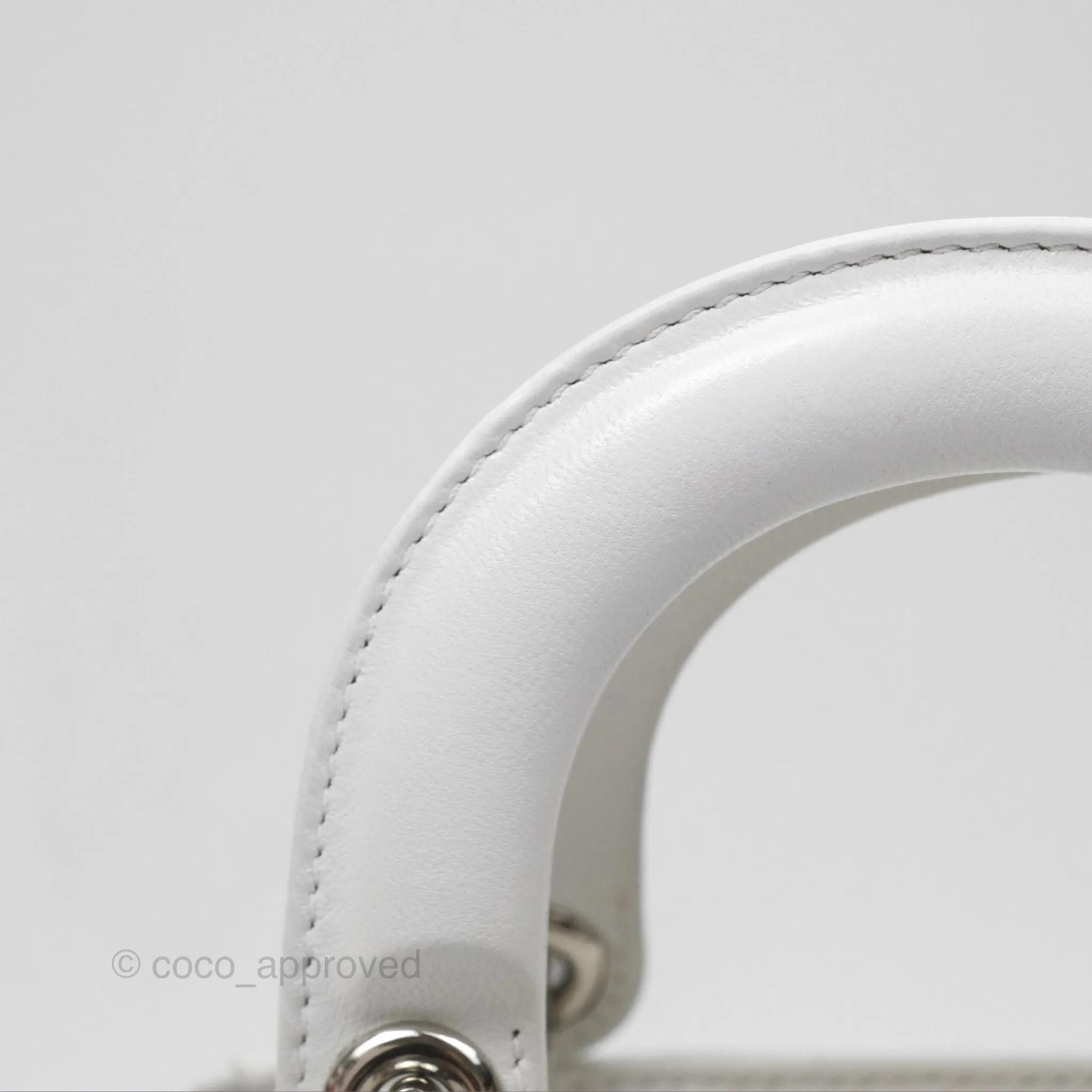 Christian Dior Cannage Mini Lady Dior White Silver Hardware