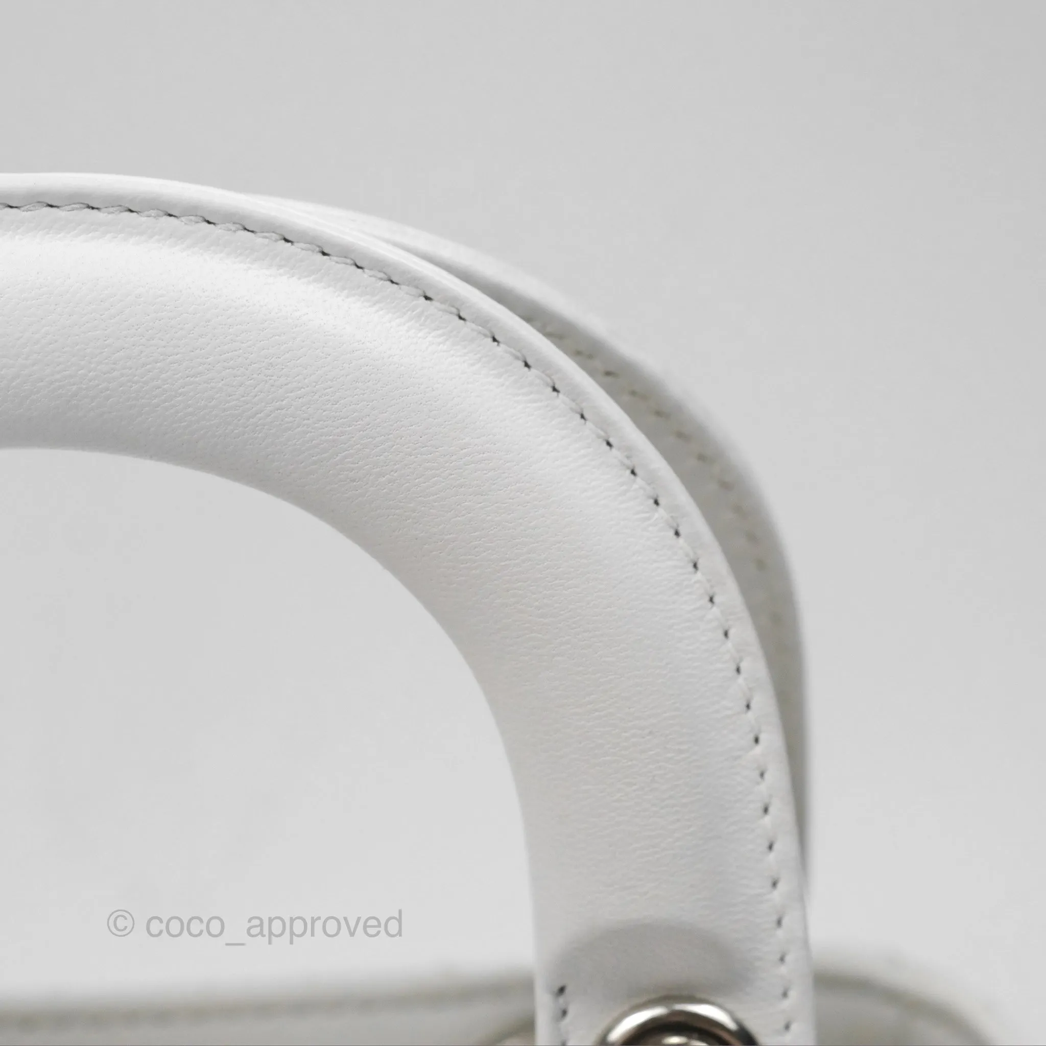 Christian Dior Cannage Mini Lady Dior White Silver Hardware
