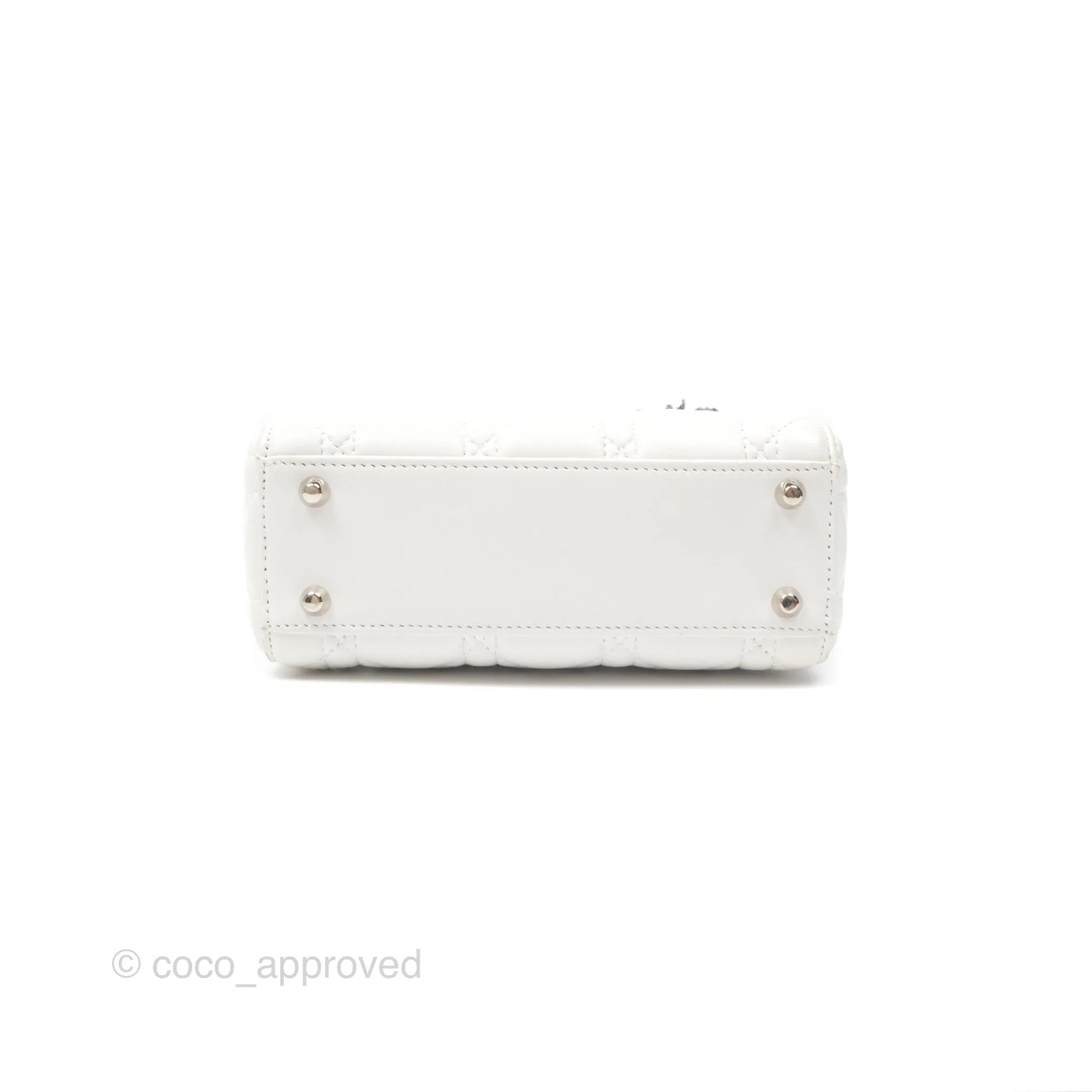 Christian Dior Cannage Mini Lady Dior White Silver Hardware