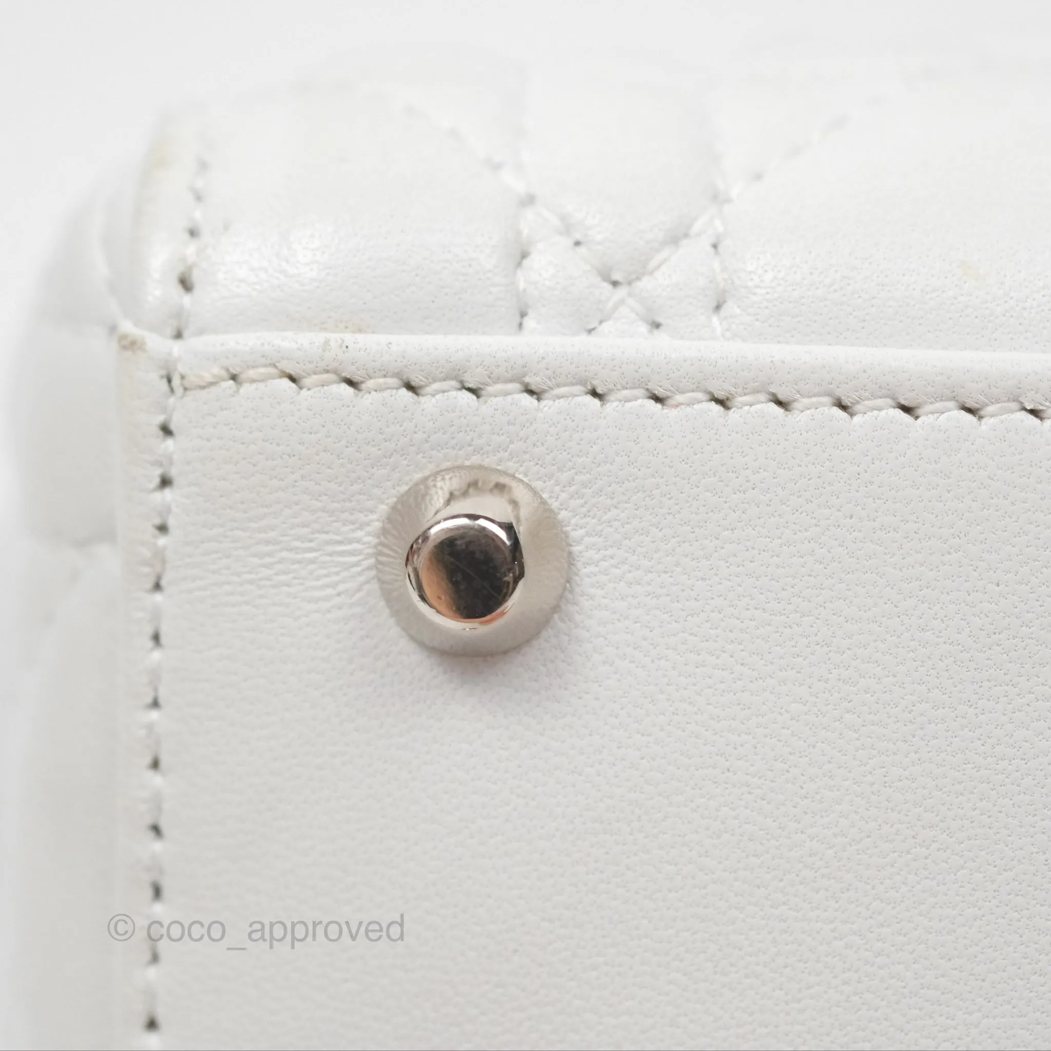 Christian Dior Cannage Mini Lady Dior White Silver Hardware