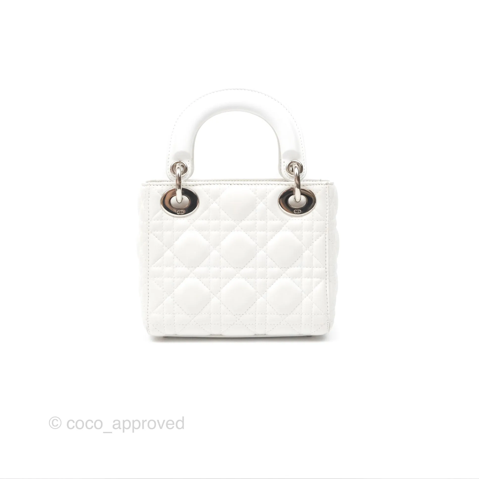 Christian Dior Cannage Mini Lady Dior White Silver Hardware