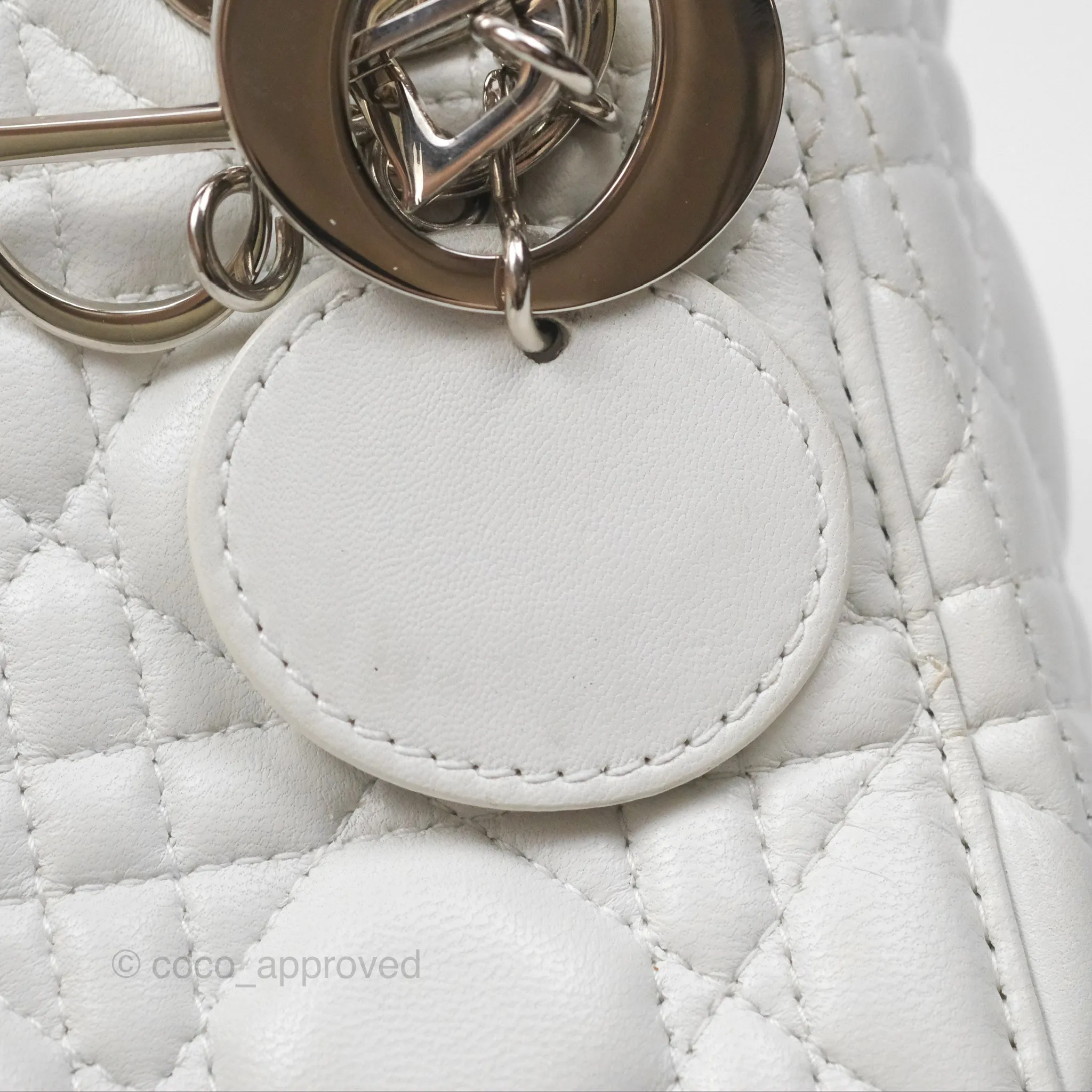 Christian Dior Cannage Mini Lady Dior White Silver Hardware
