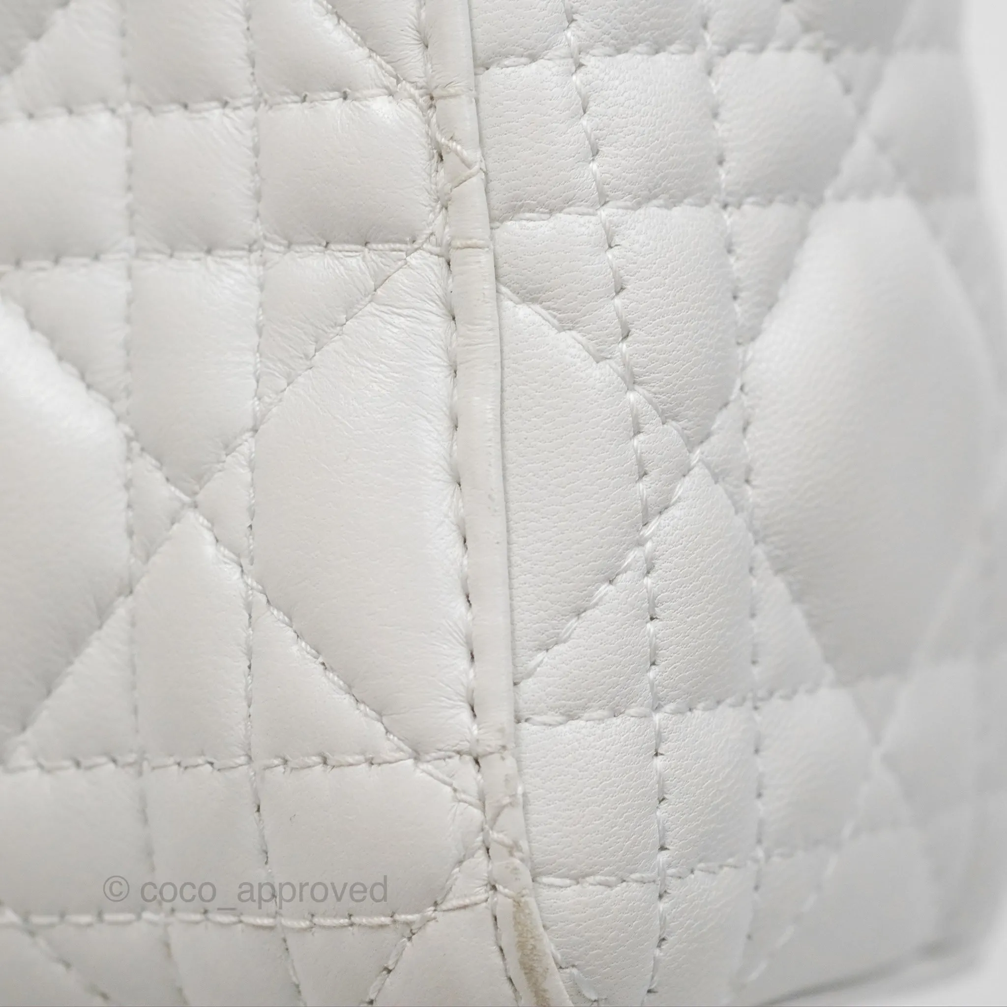 Christian Dior Cannage Mini Lady Dior White Silver Hardware