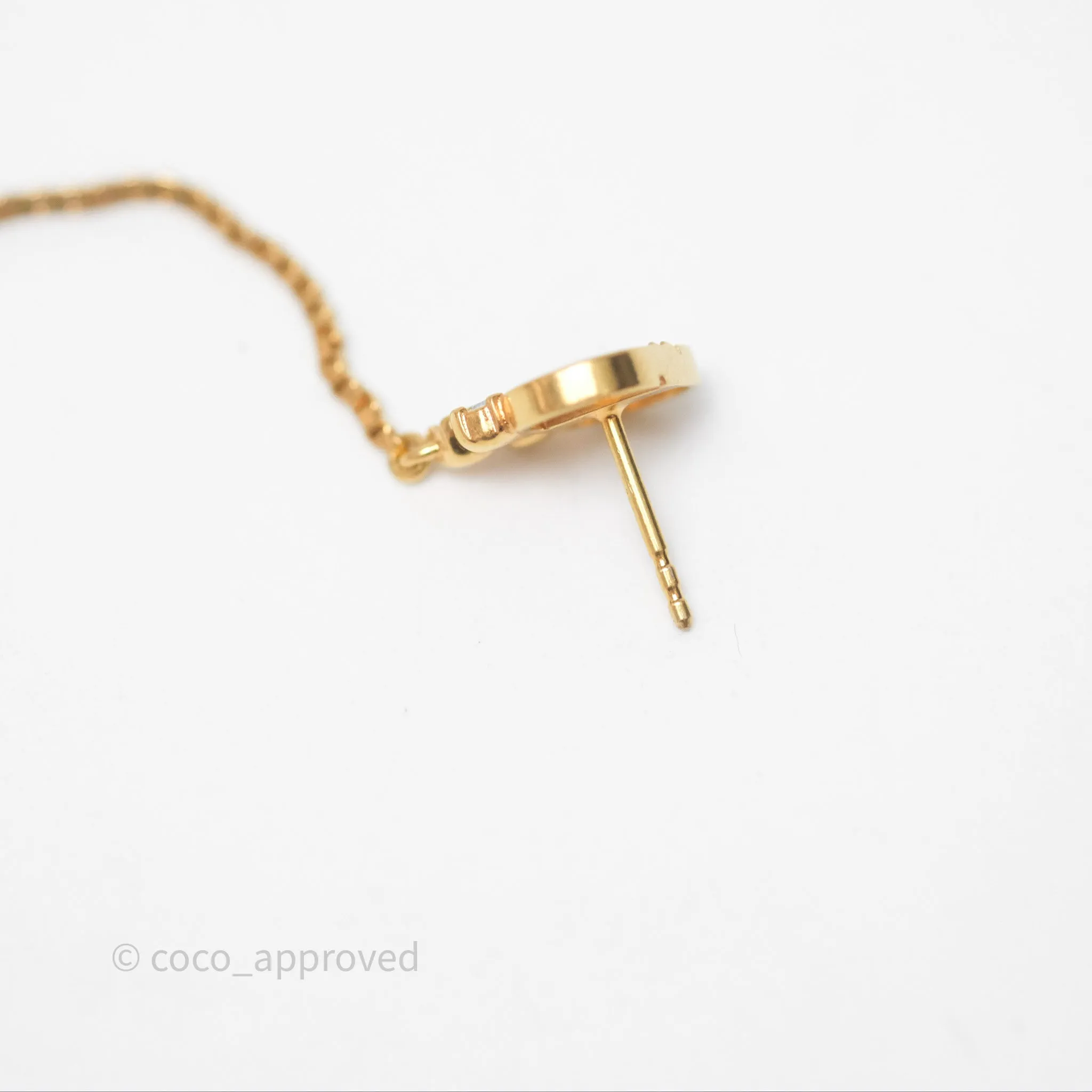 Christian Dior CD Crystal Drop Earrings Gold Tone