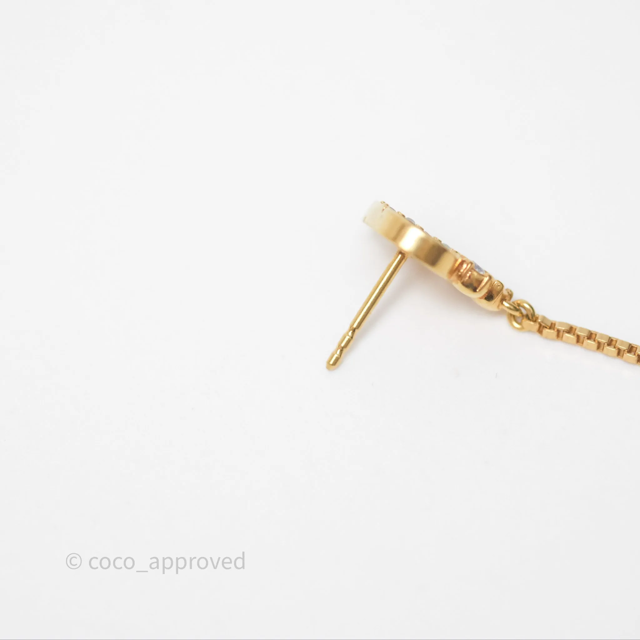 Christian Dior CD Crystal Drop Earrings Gold Tone