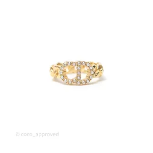 Christian Dior CD Crystal Ring Gold Tone