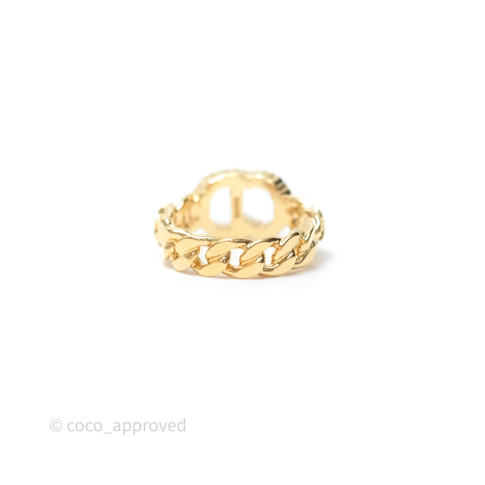 Christian Dior CD Crystal Ring Gold Tone