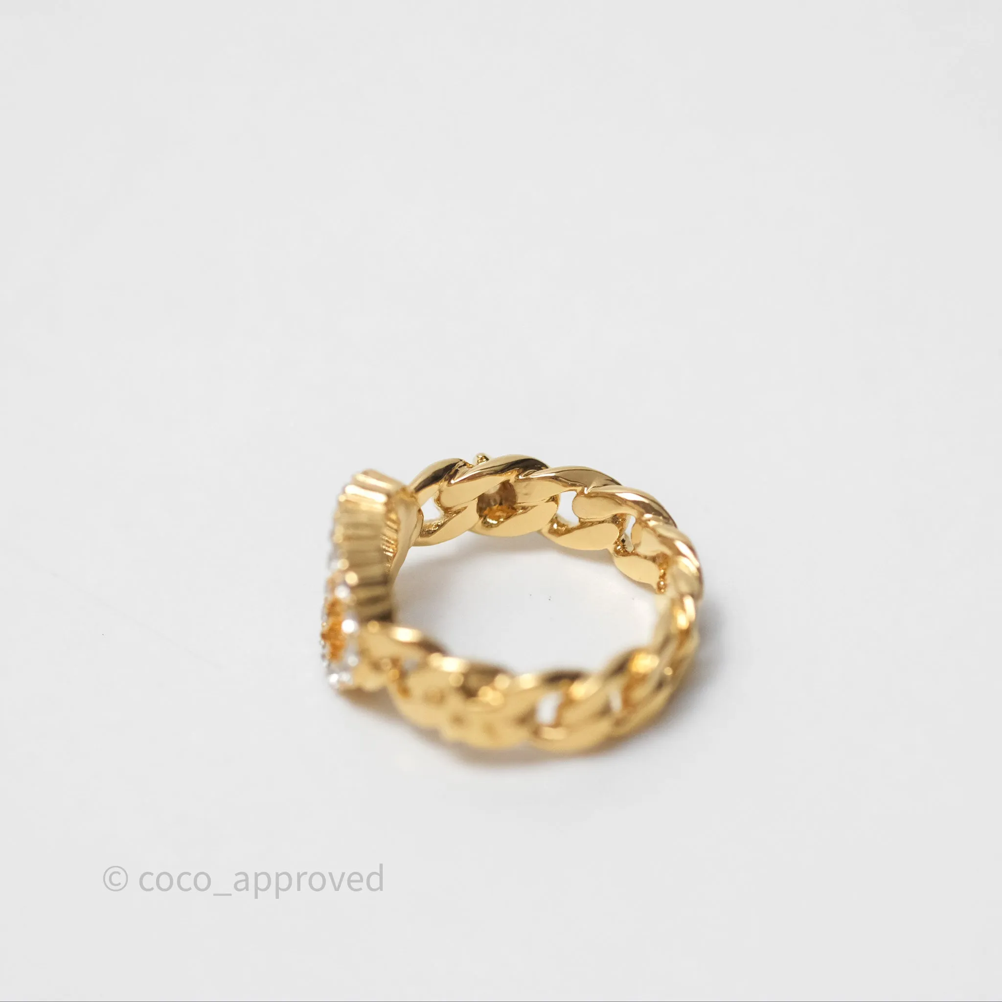 Christian Dior CD Crystal Ring Gold Tone