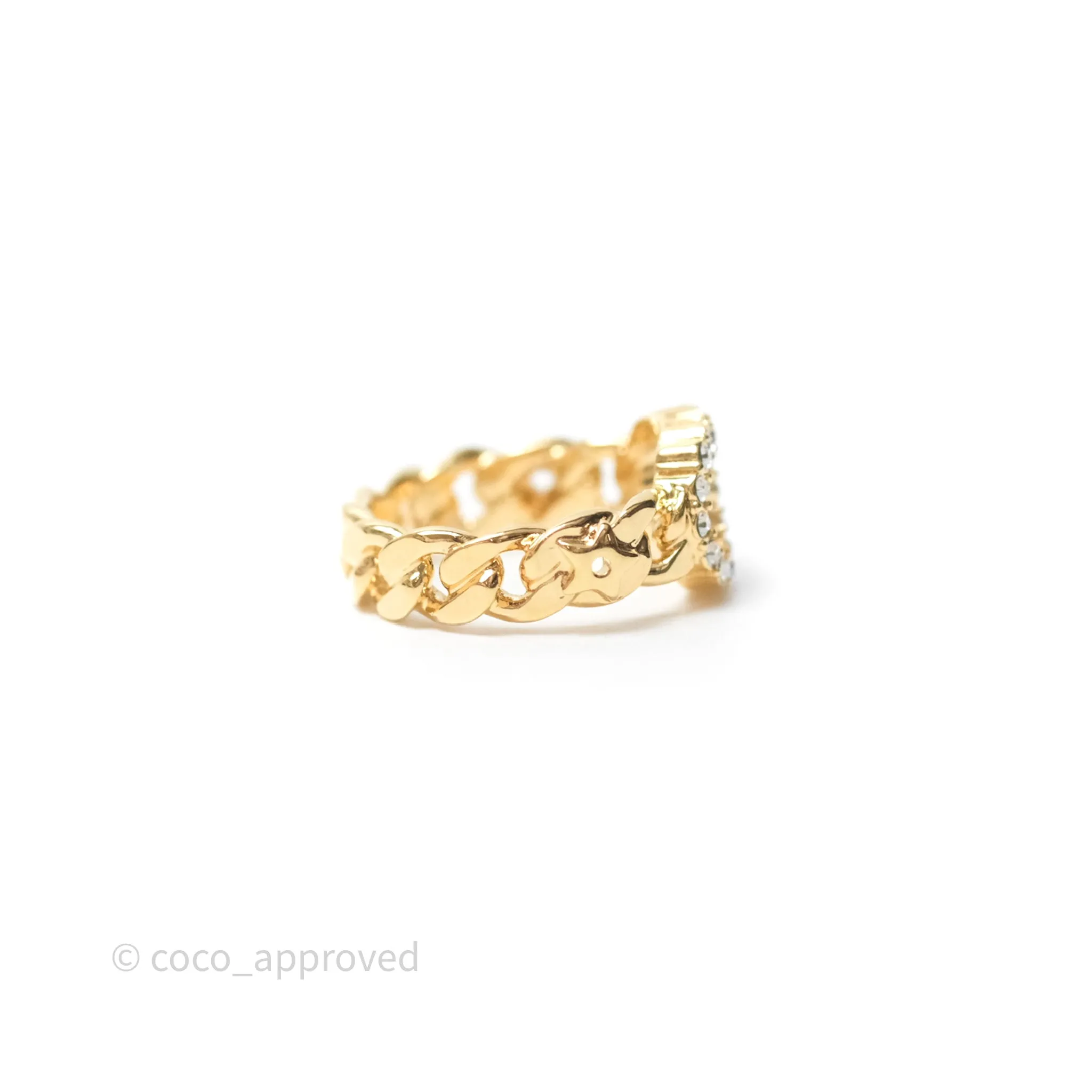 Christian Dior CD Crystal Ring Gold Tone