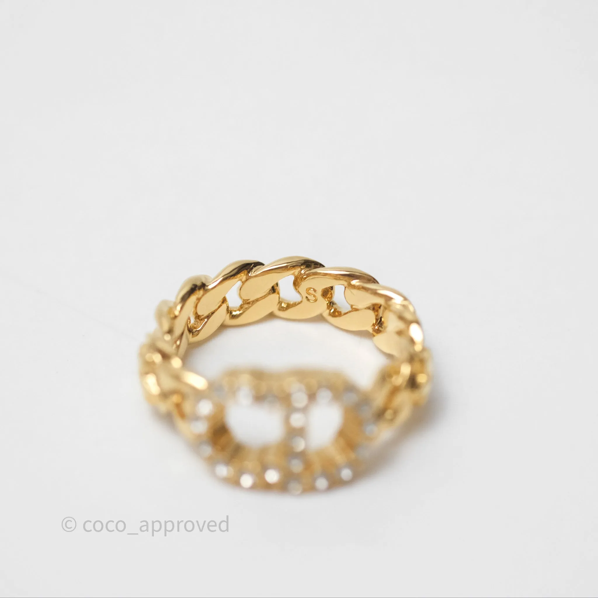Christian Dior CD Crystal Ring Gold Tone