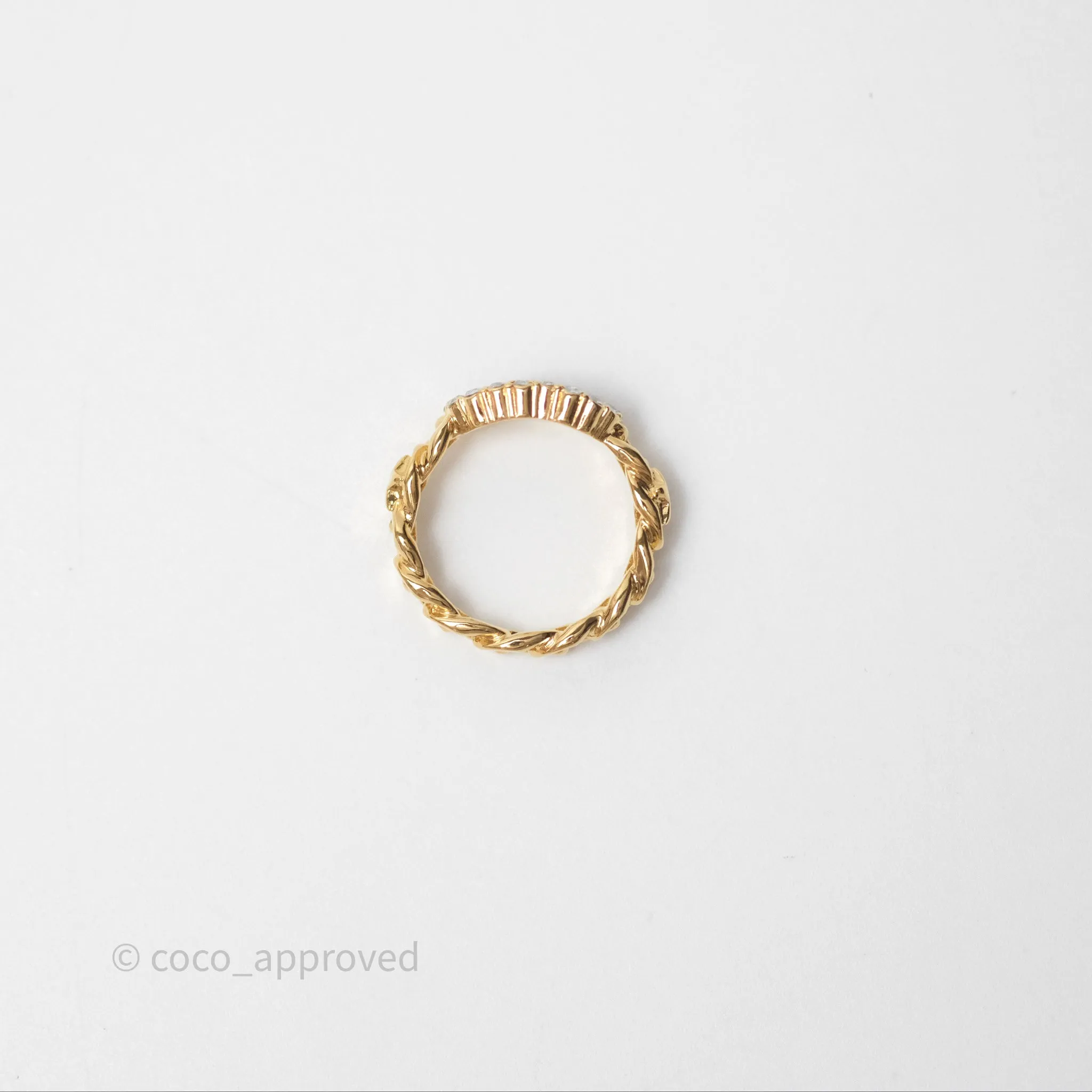 Christian Dior CD Crystal Ring Gold Tone