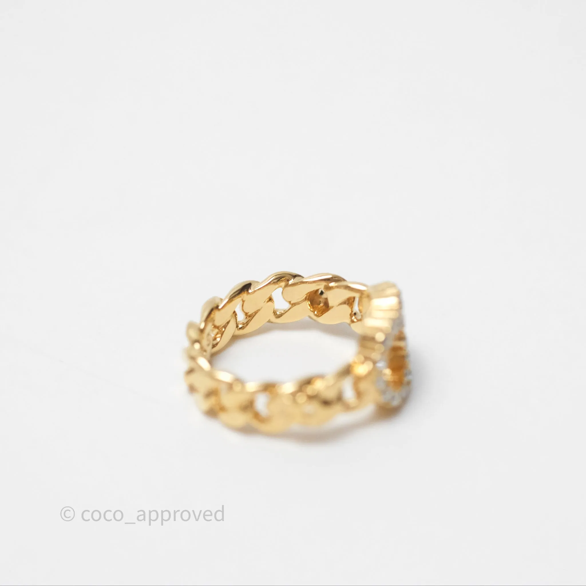 Christian Dior CD Crystal Ring Gold Tone