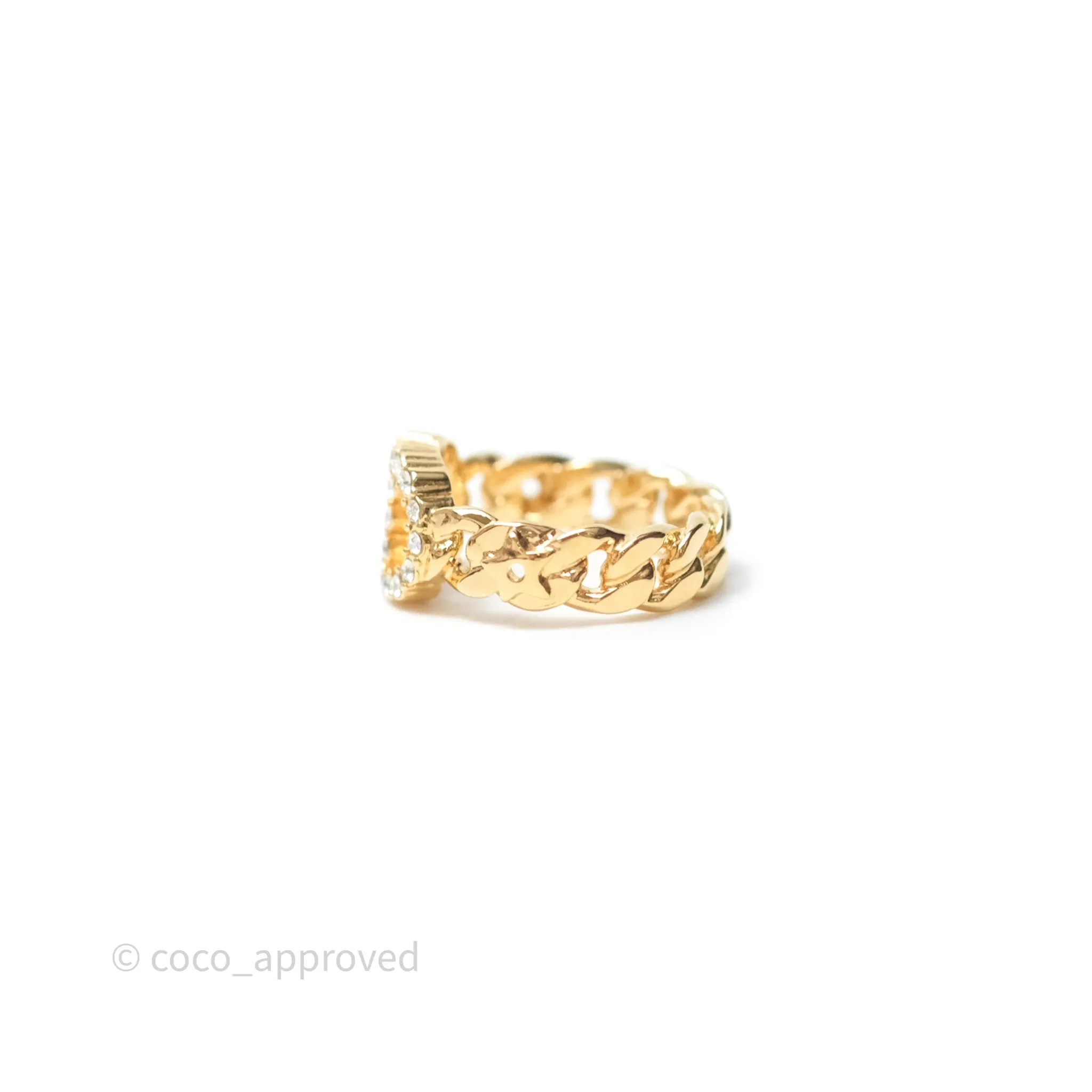 Christian Dior CD Crystal Ring Gold Tone