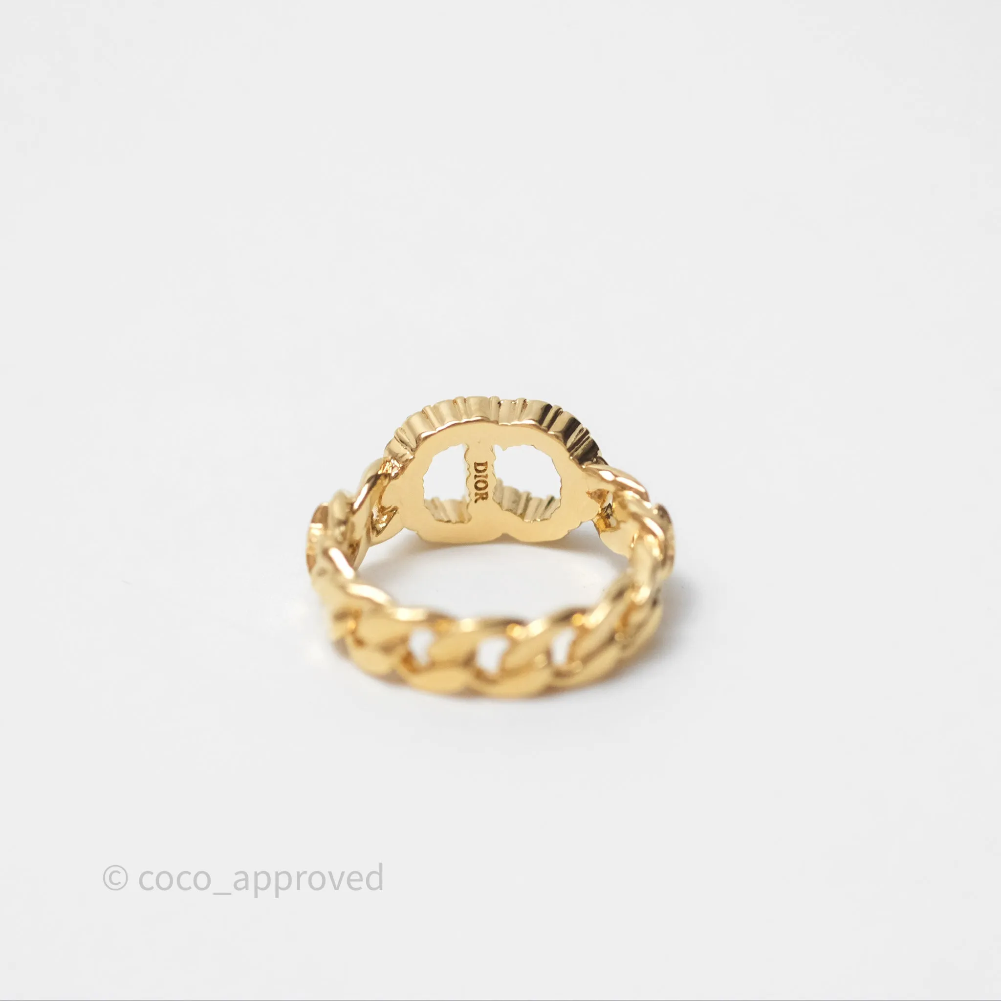 Christian Dior CD Crystal Ring Gold Tone